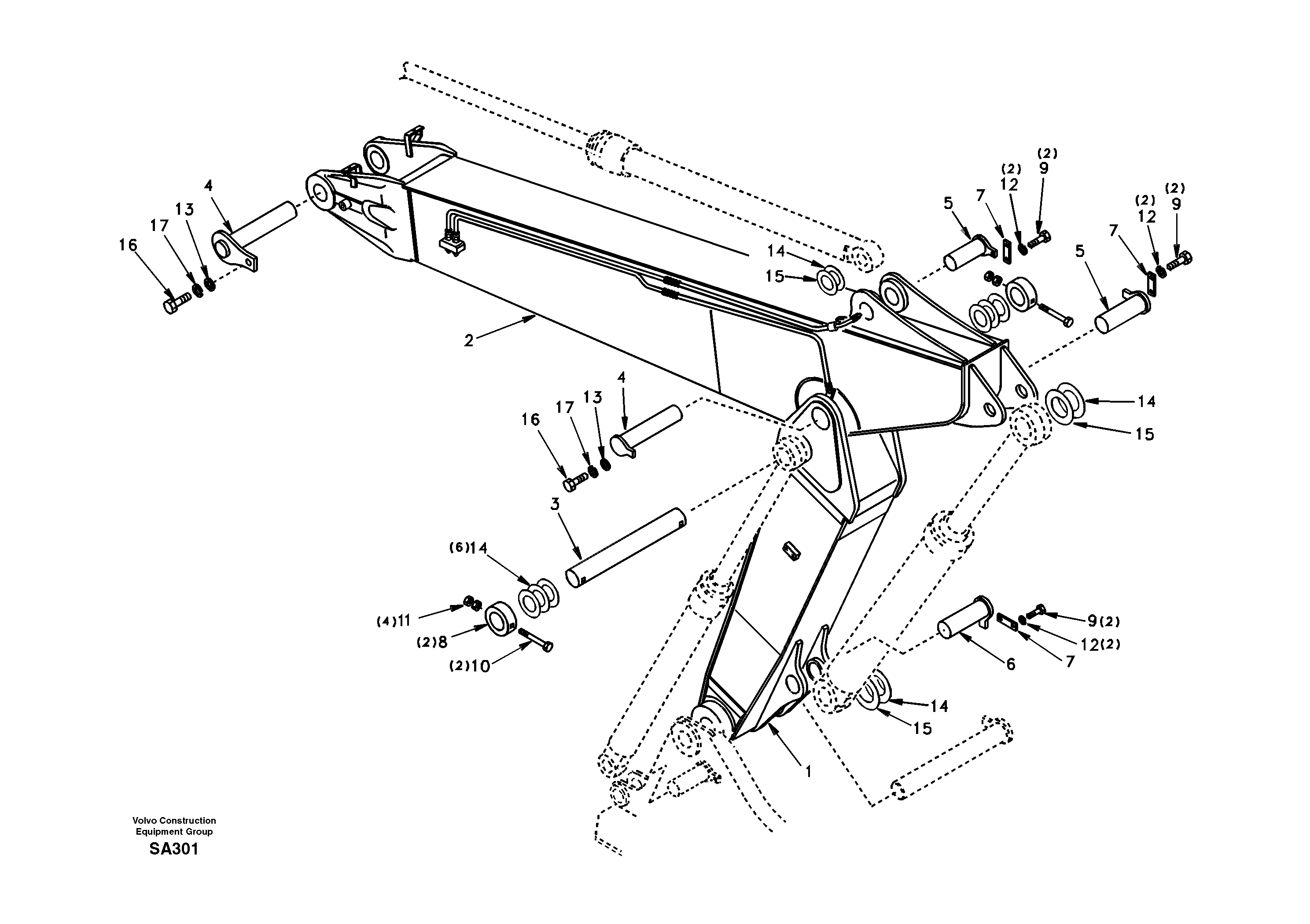 Схема запчастей Volvo EC210 - 40437 Links to boom, adjustable EC210