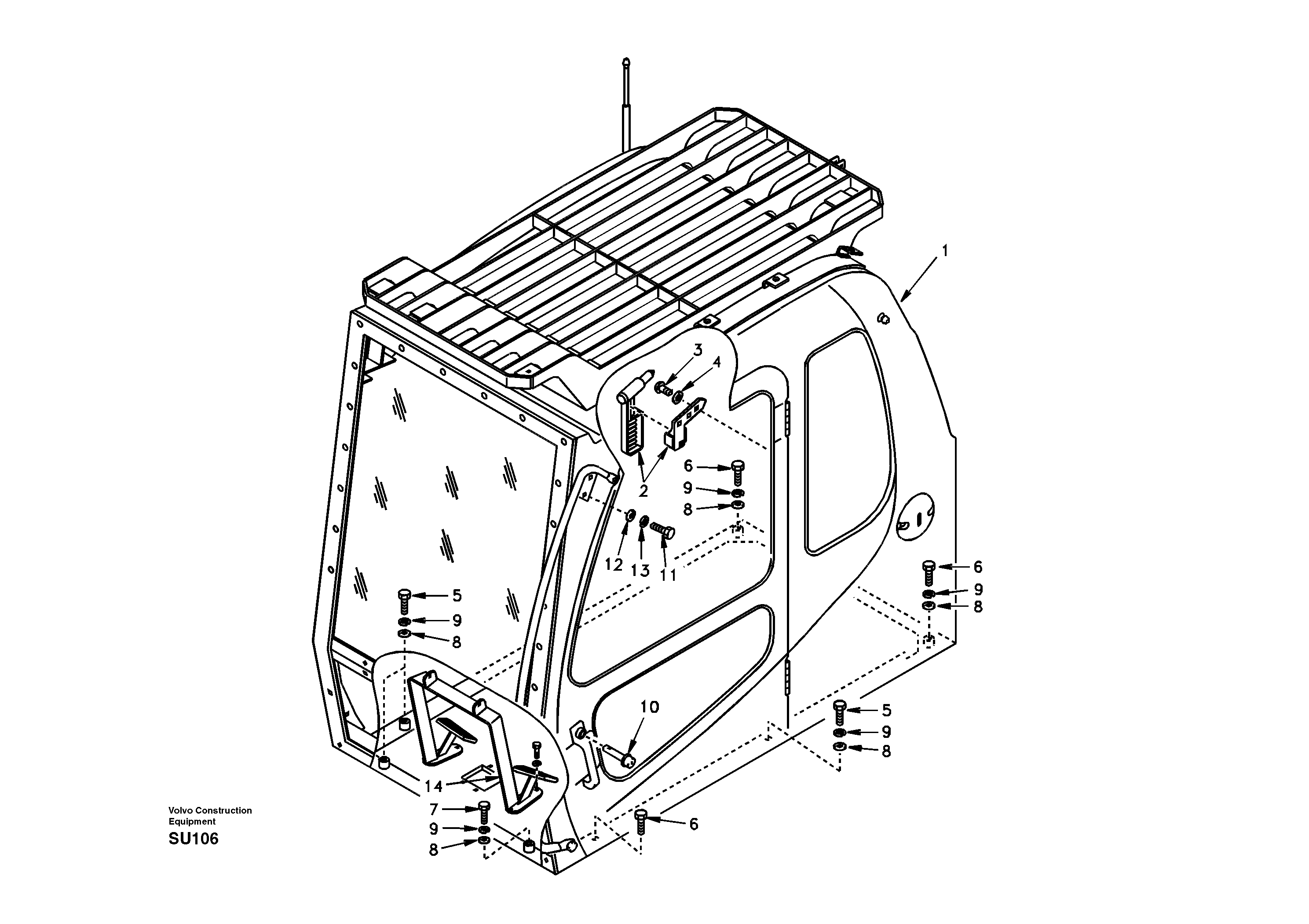 Схема запчастей Volvo EC210 - 100795 Cab mount EC210 APPENDIX FORESTRY VERSION