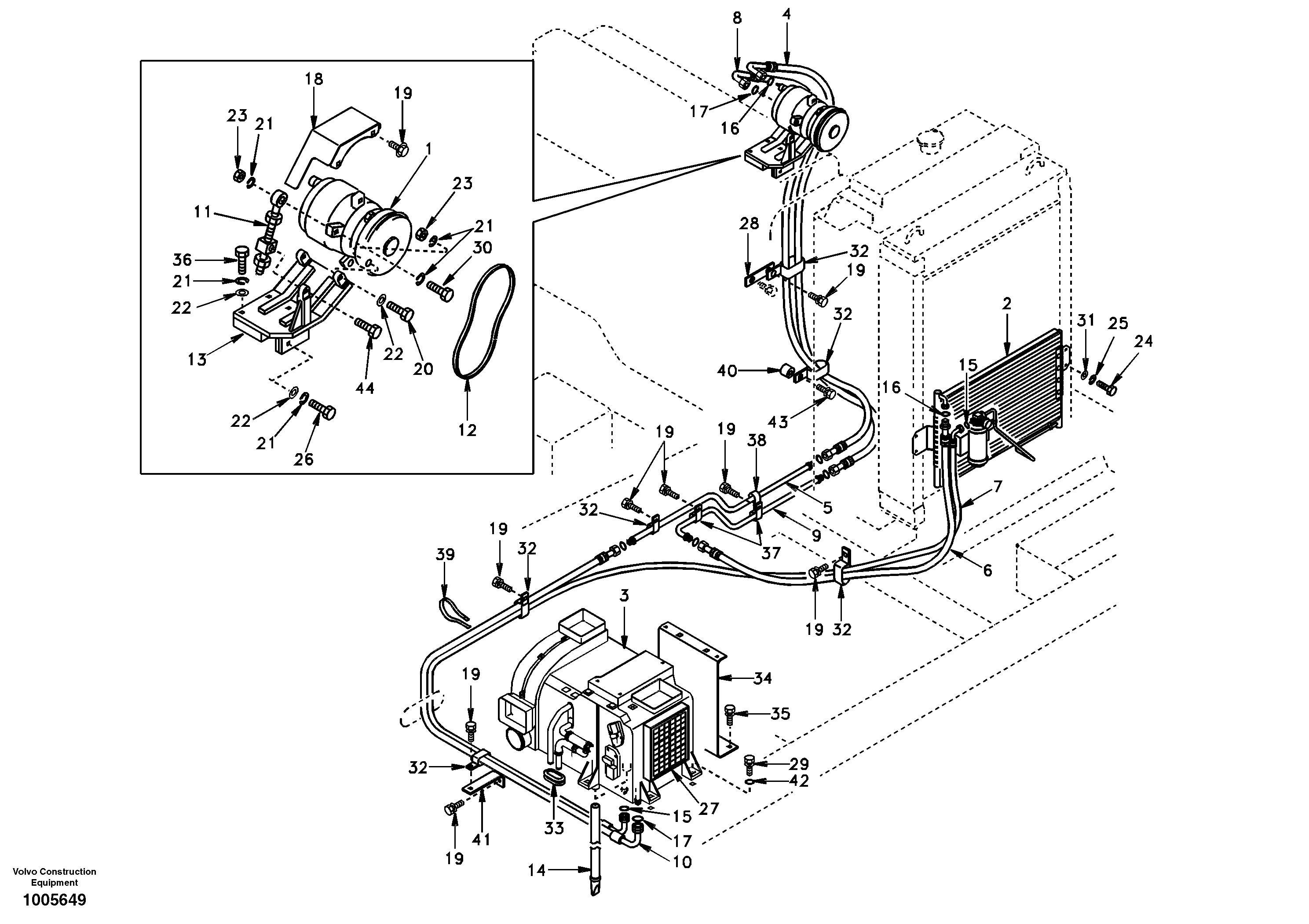 Схема запчастей Volvo EC210 - 55042 Air conditioning unit line EC210