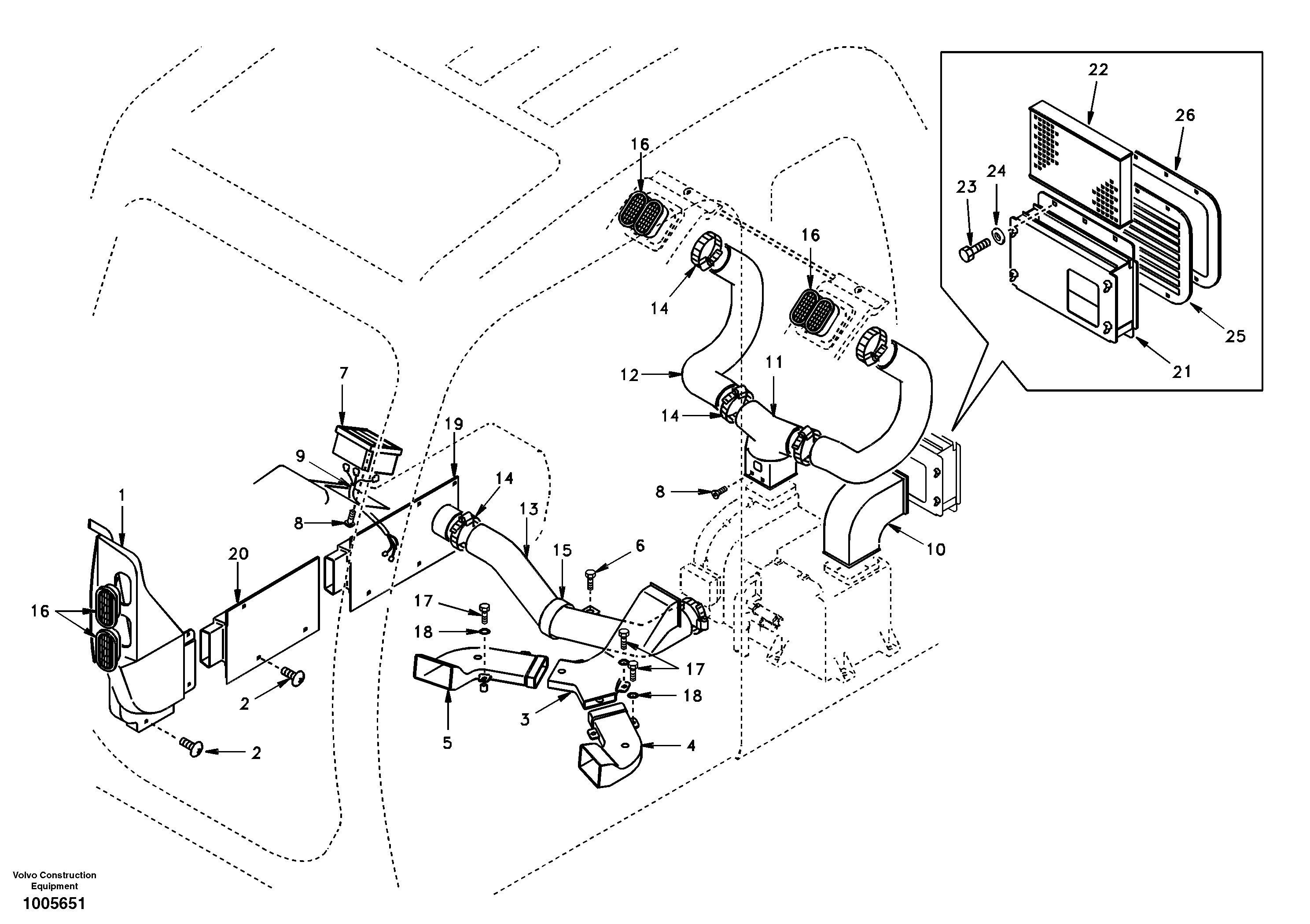 Схема запчастей Volvo EC210 - 35061 Air duct in cabin and cabin floor EC210