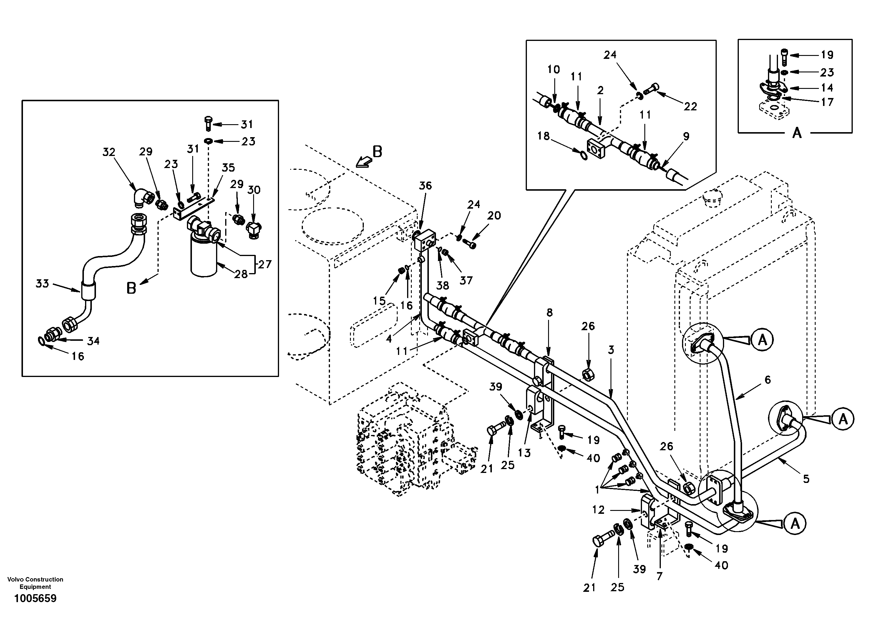 Схема запчастей Volvo EC210 - 78492 Hydraulic system, hydraulic tank to hydraulic oil cooler EC210