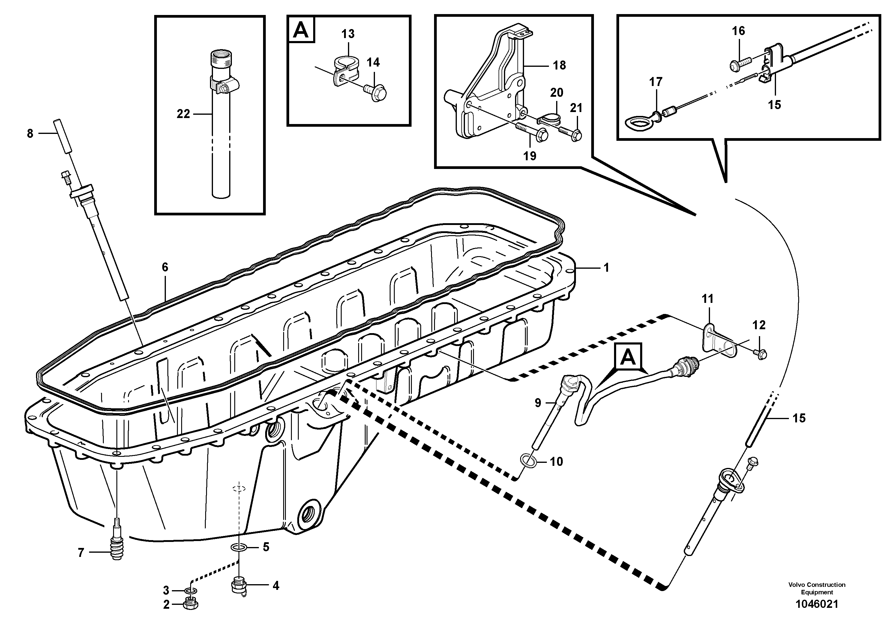 Схема запчастей Volvo EC460B - 13399 Oil sump with mounting parts EC460B SER NO INT 11515- EU&NA 80001-