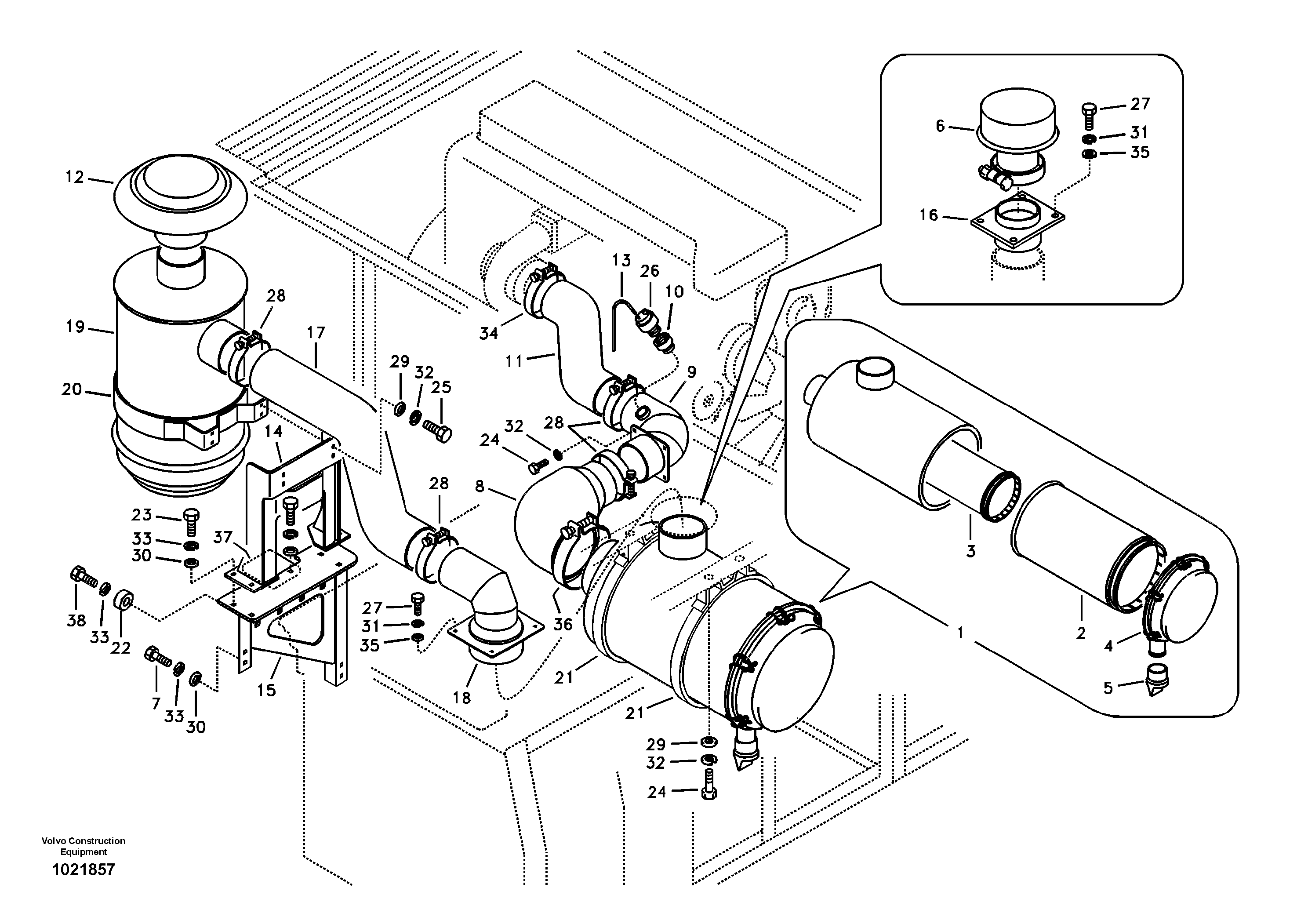 Схема запчастей Volvo EC460B - 81461 Система впуска EC460B SER NO INT 11515- EU&NA 80001-