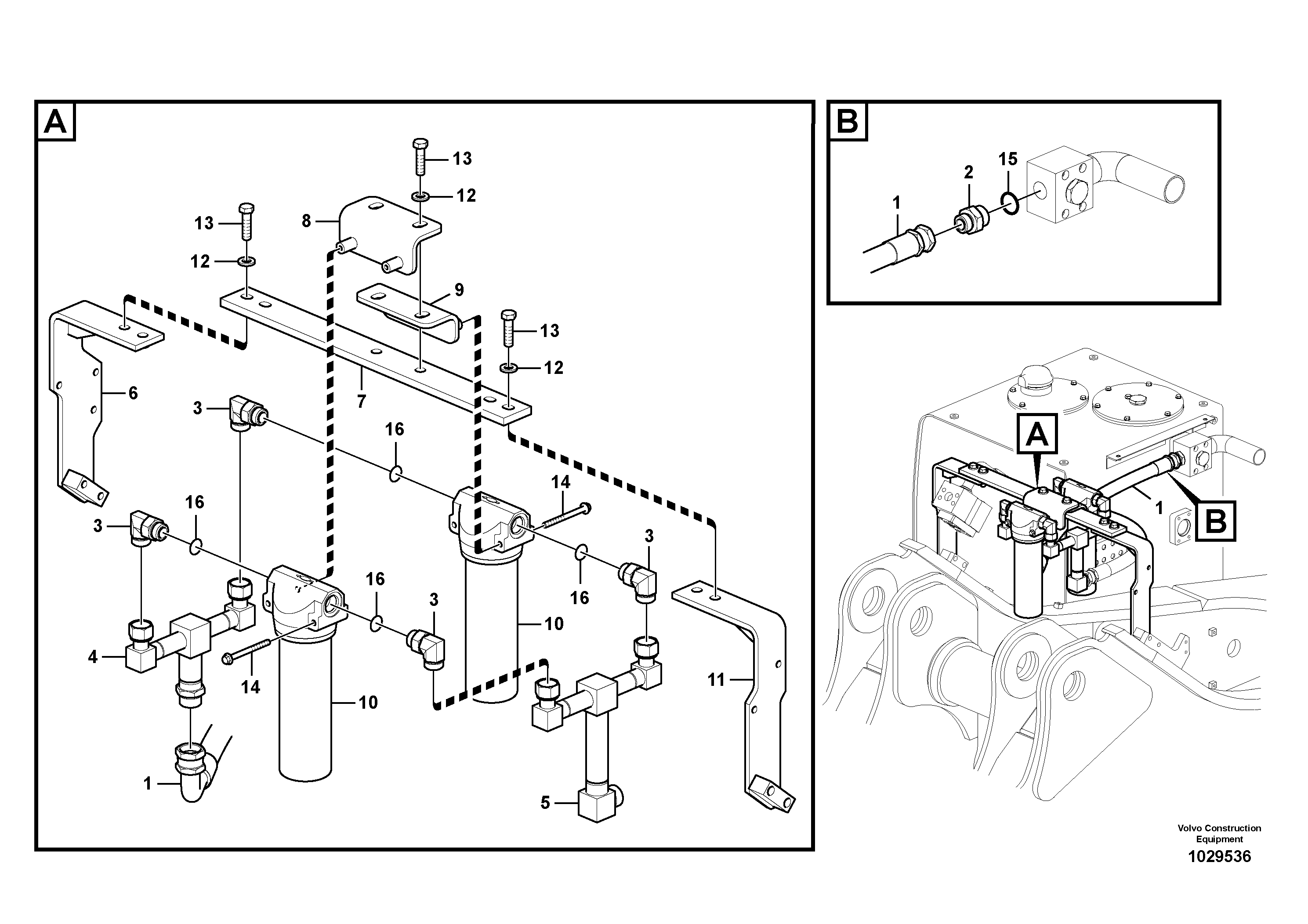 Схема запчастей Volvo EC460B - 32718 Working hydraulic, hammer and shear for return filter EC460B PRIME S/N 15001-/85001-