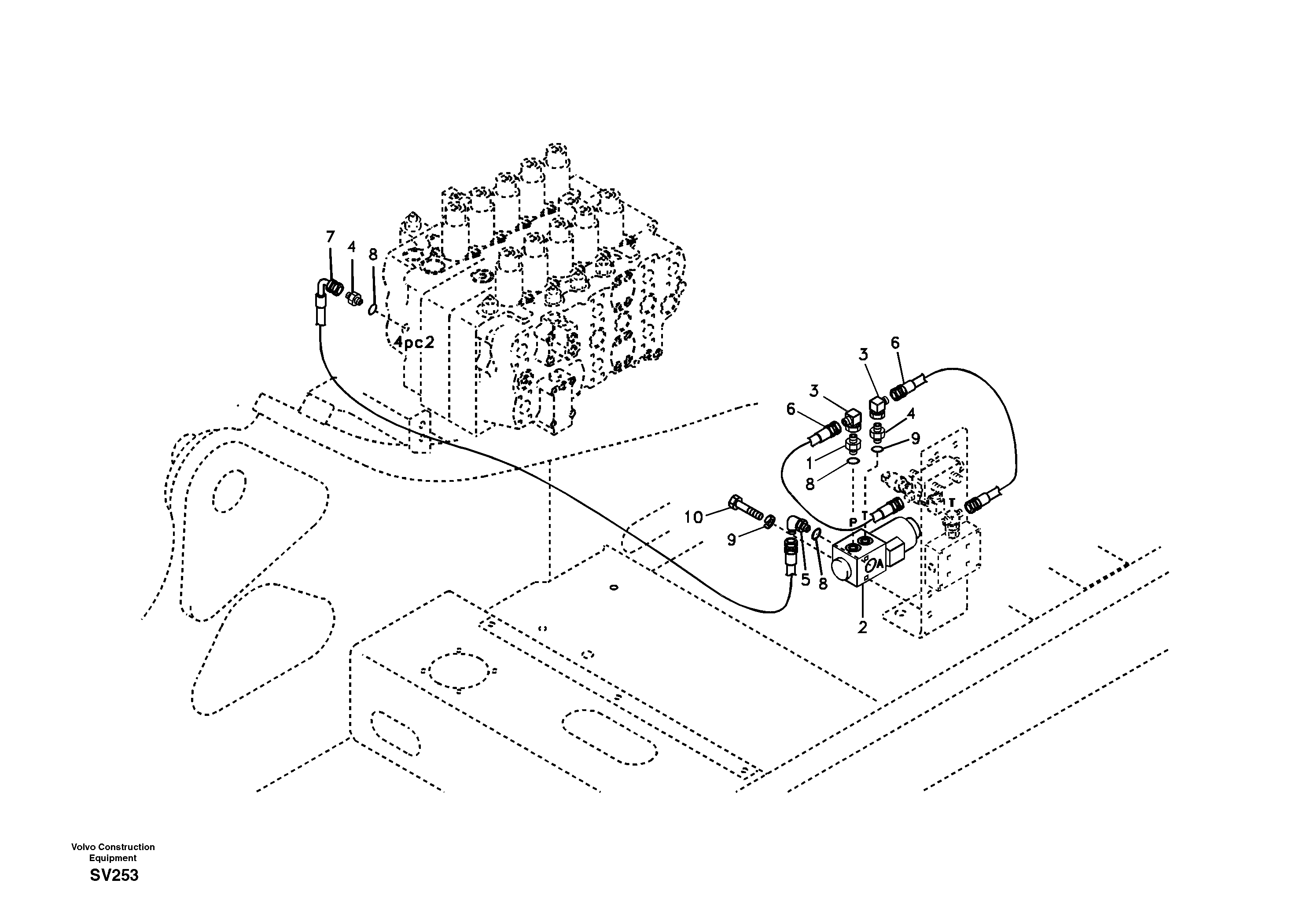 Схема запчастей Volvo EC460B - 19142 Working hydraulic, hammer and shear for 2nd pump flow EC460B