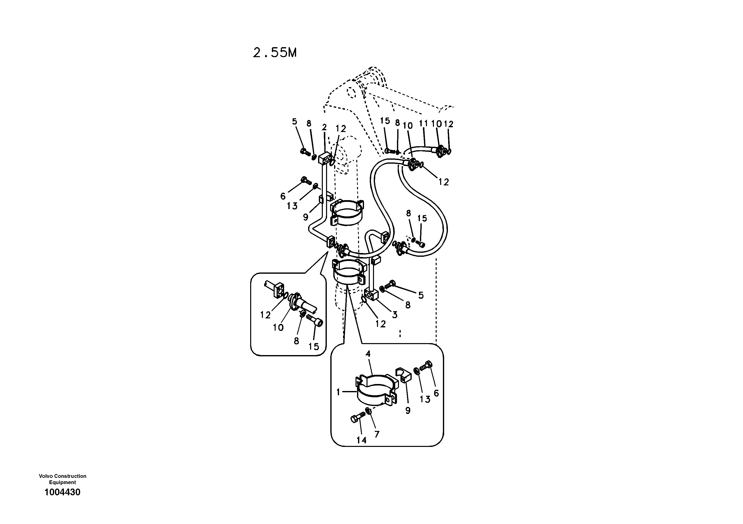 Схема запчастей Volvo EC460B - 74640 Working hydraulic, bucket cylinder on dipper arm EC460B