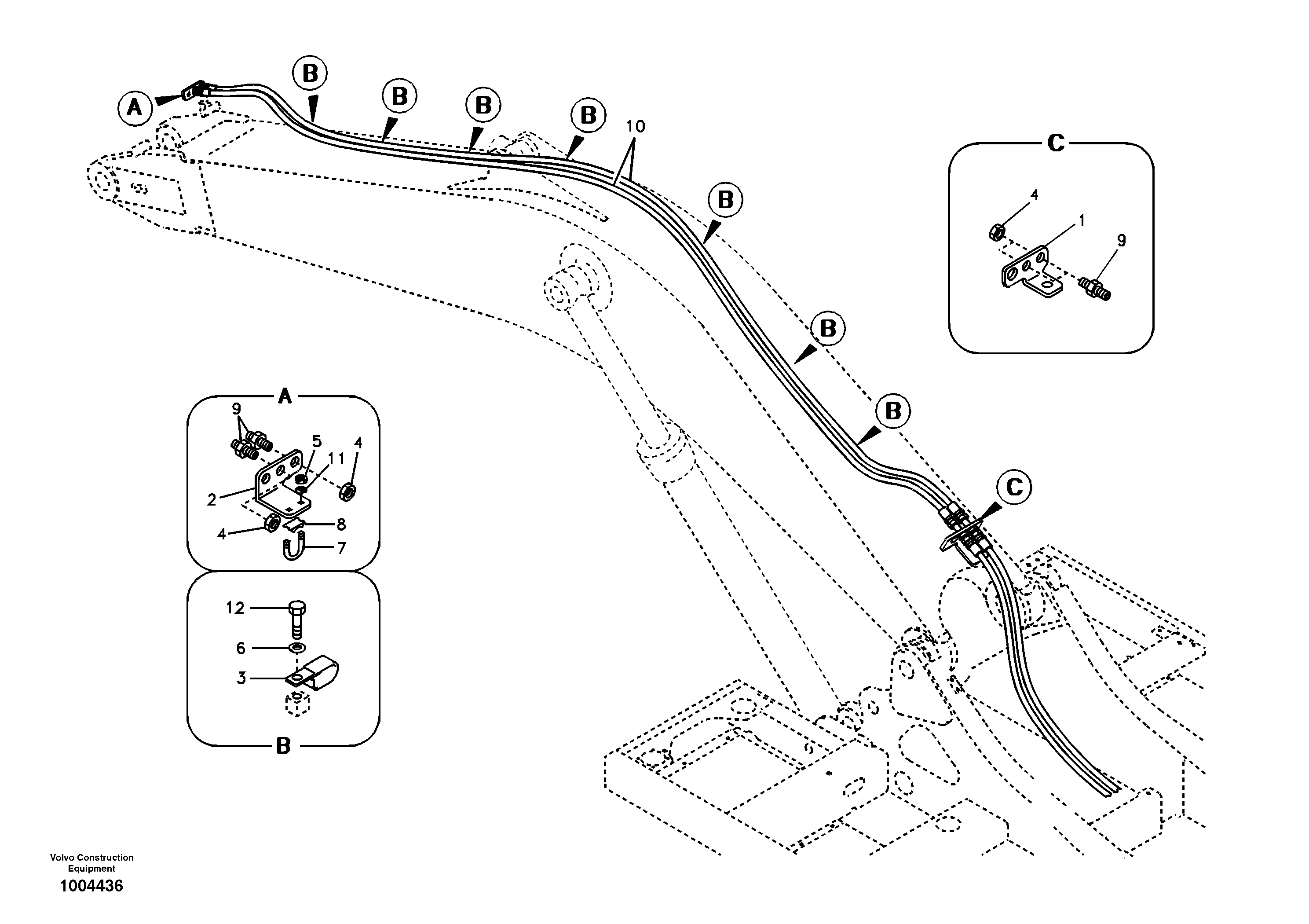 Схема запчастей Volvo EC460B - 61944 Working hydraulic, slope and rotator on boom EC460B