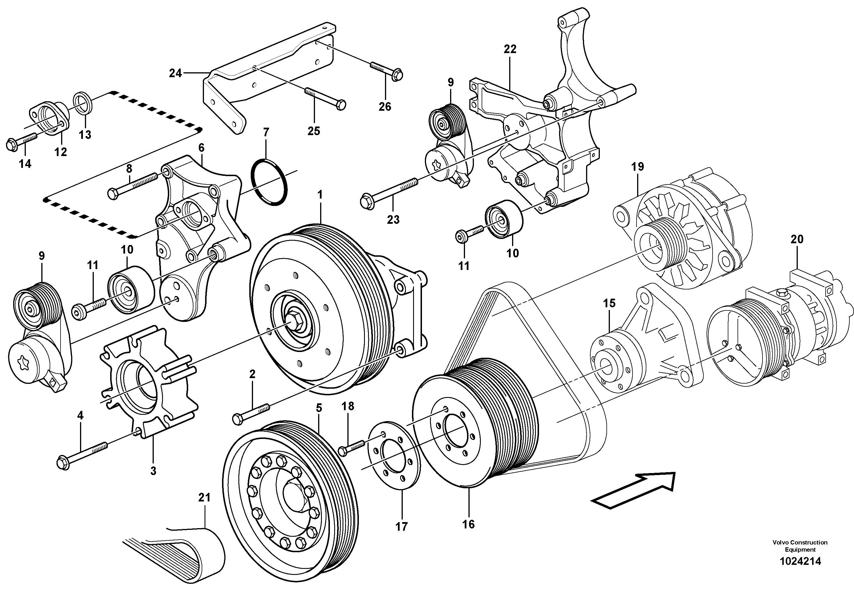 Схема запчастей Volvo EC460B - 83788 Belt transmission EC460B SER NO INT 11515- EU&NA 80001-