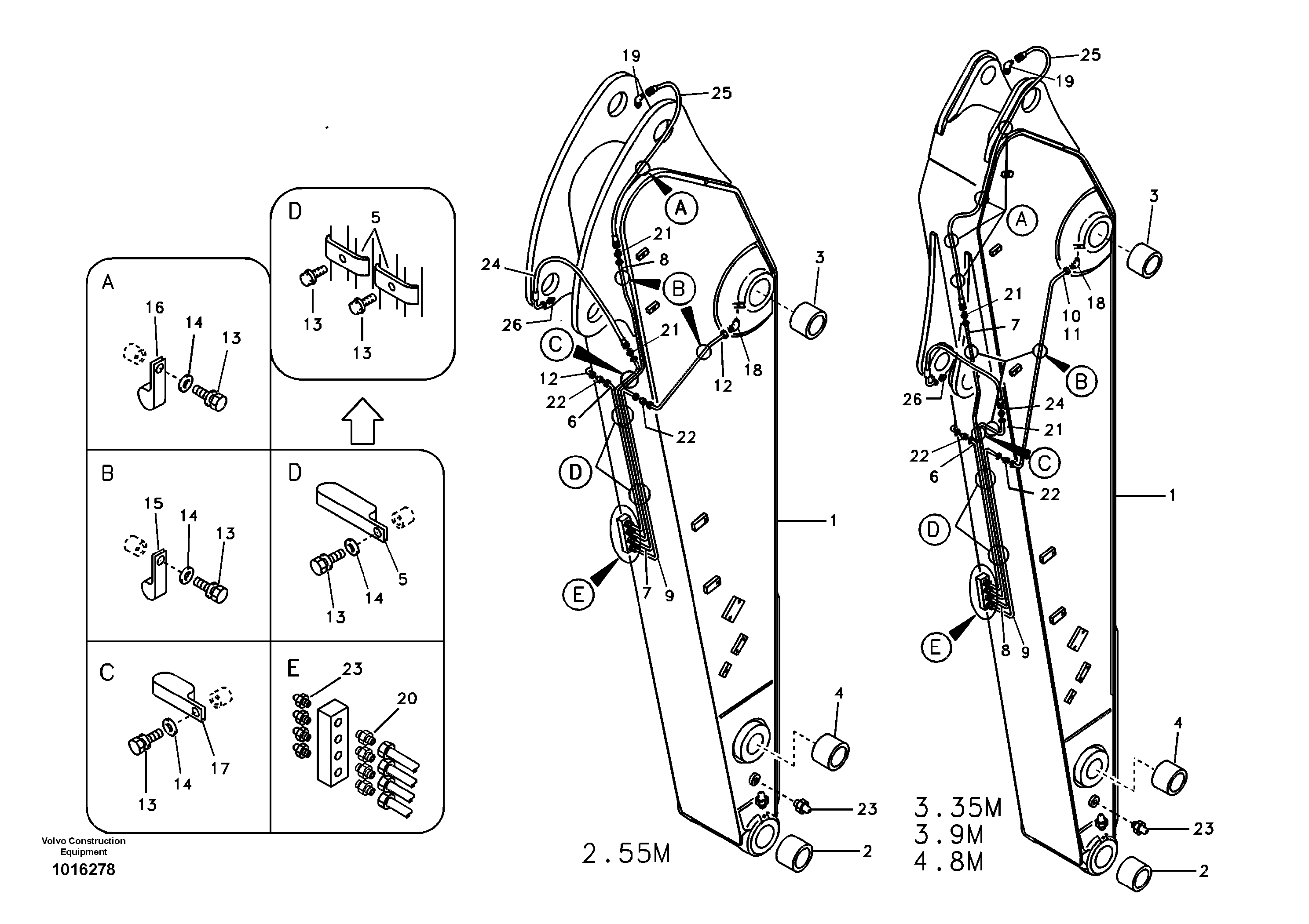 Схема запчастей Volvo EC460B - 97732 Dipper arm and grease piping with piping seat EC460B