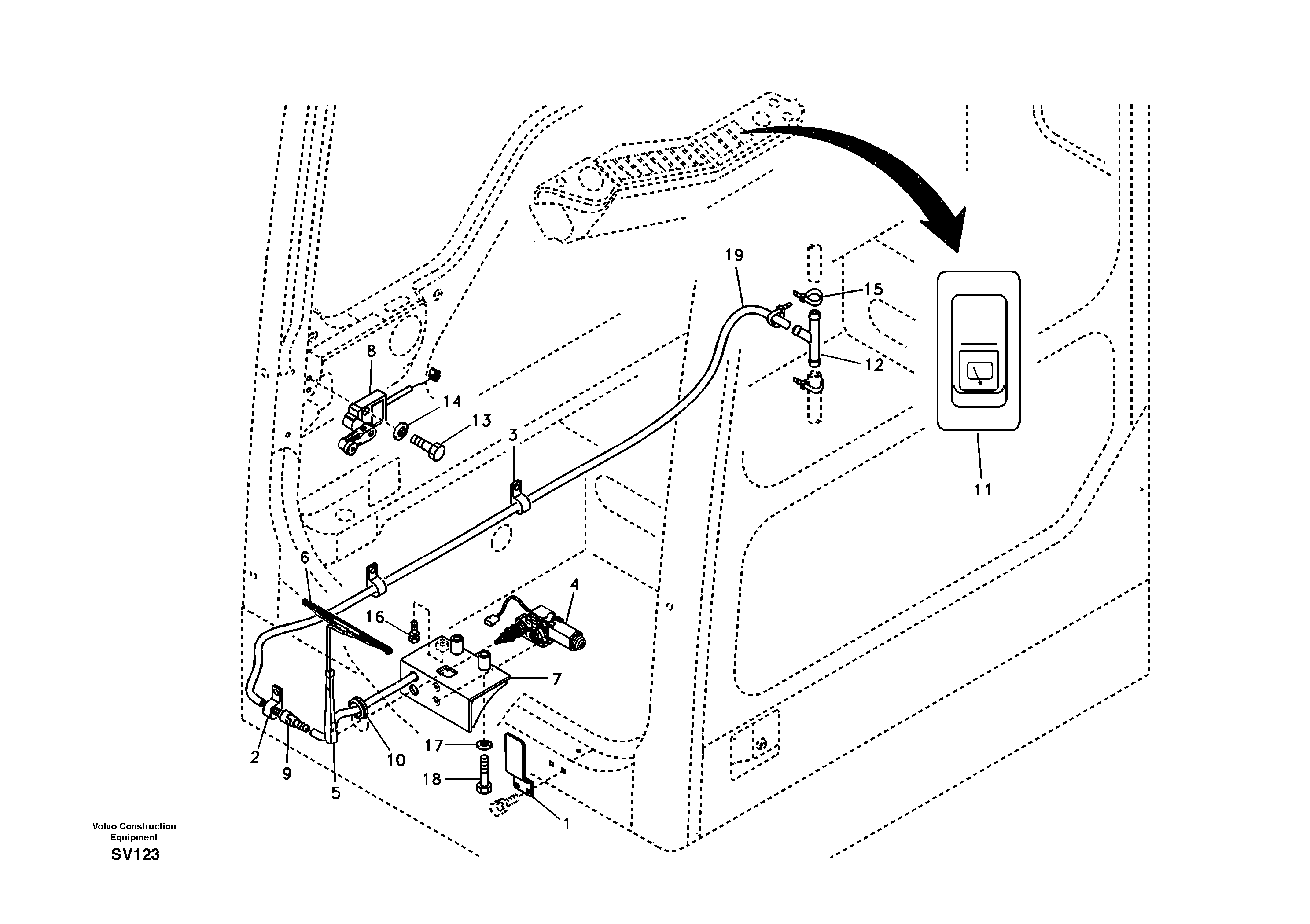 Схема запчастей Volvo EC460B - 45457 Lower wiper EC460B SER NO INT 11515- EU&NA 80001-