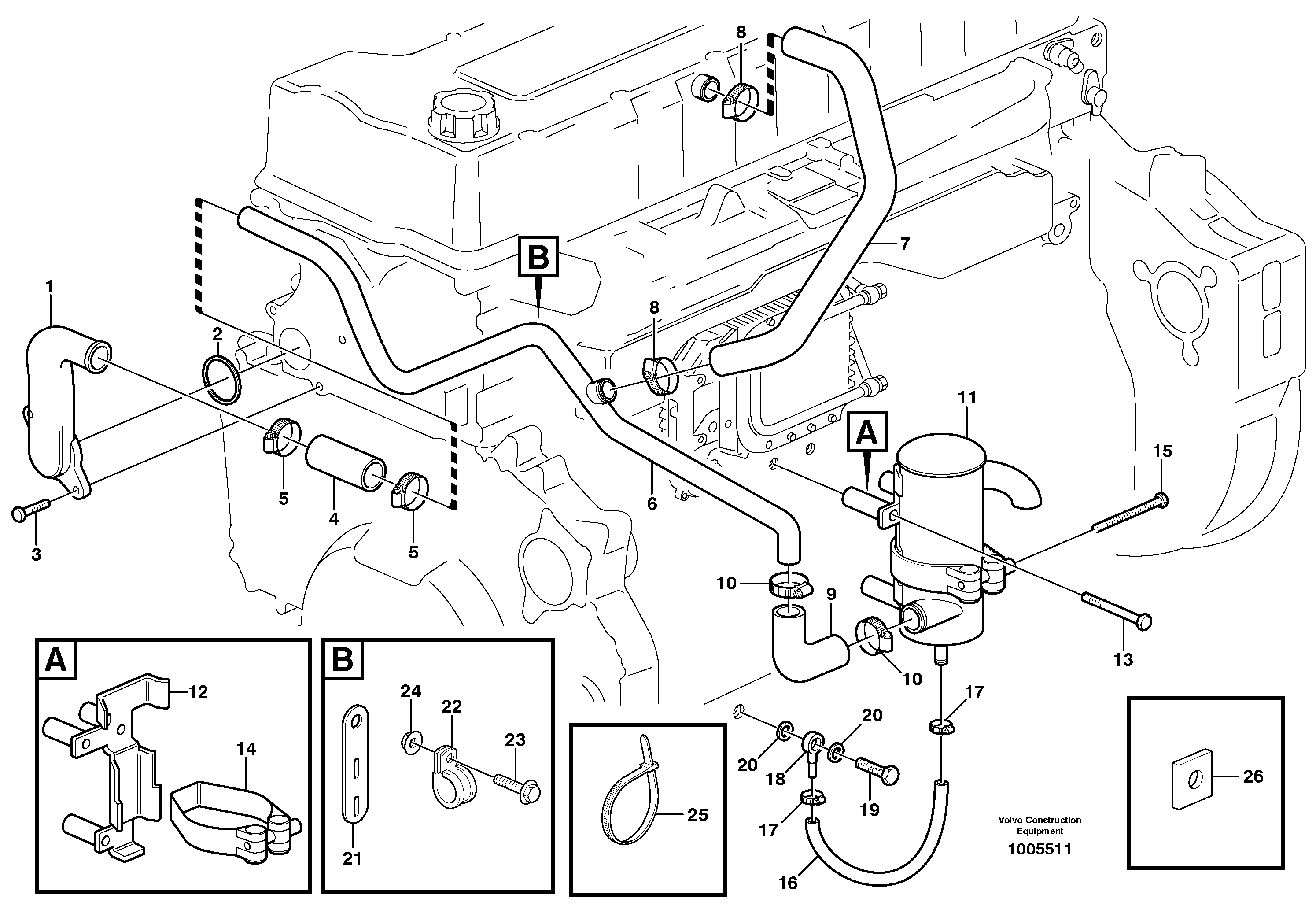 Схема запчастей Volvo EC460B - 90012 Crankcase ventilation EC460B