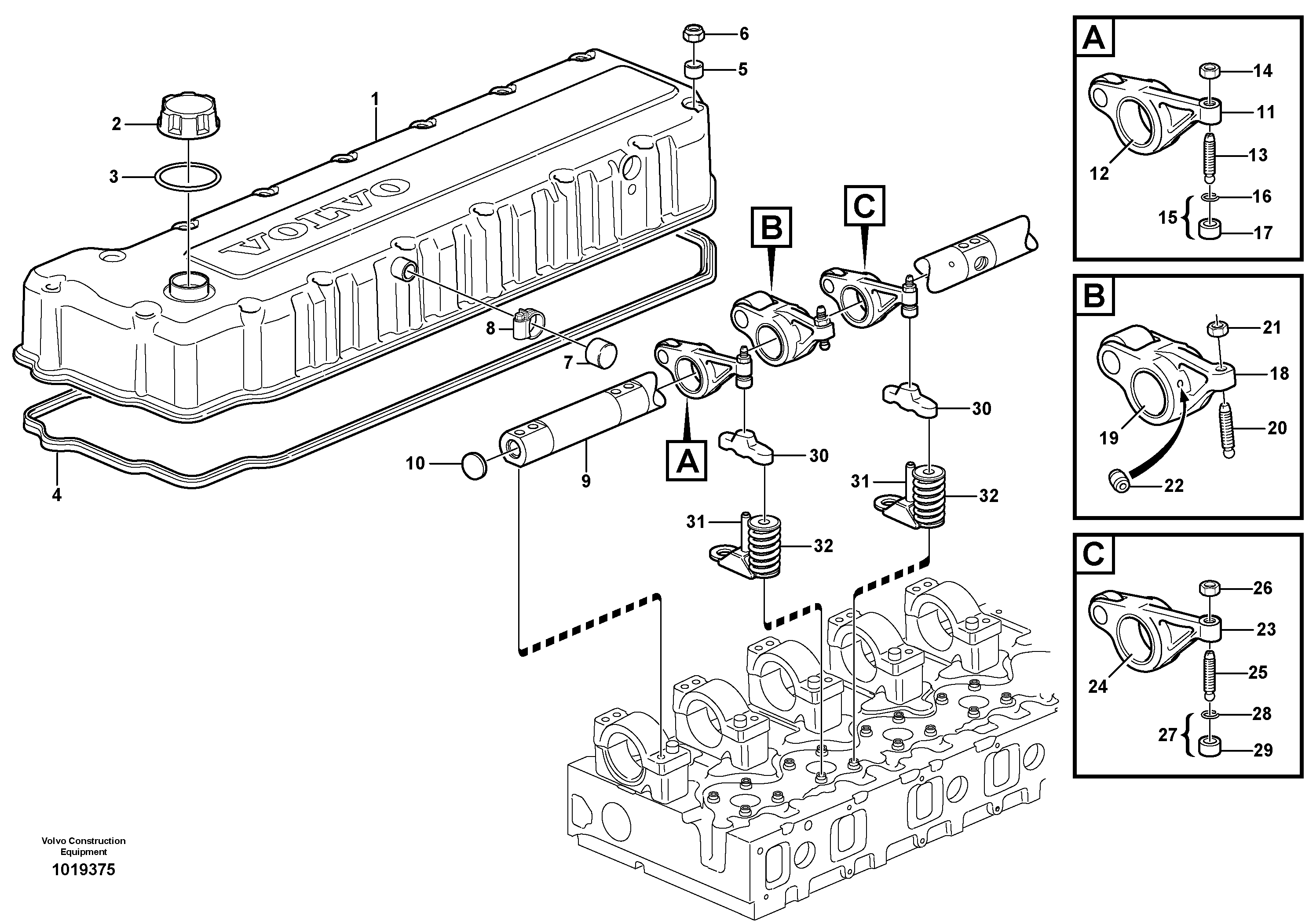 Схема запчастей Volvo EC460B - 96413 Valve mechanism EC460B