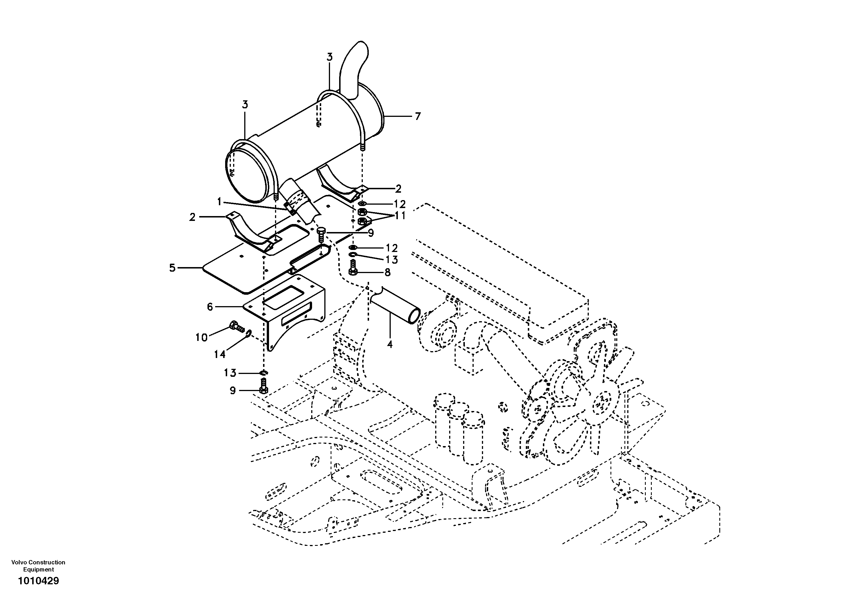 Схема запчастей Volvo EC460B - 38028 Выхлопная система EC460B