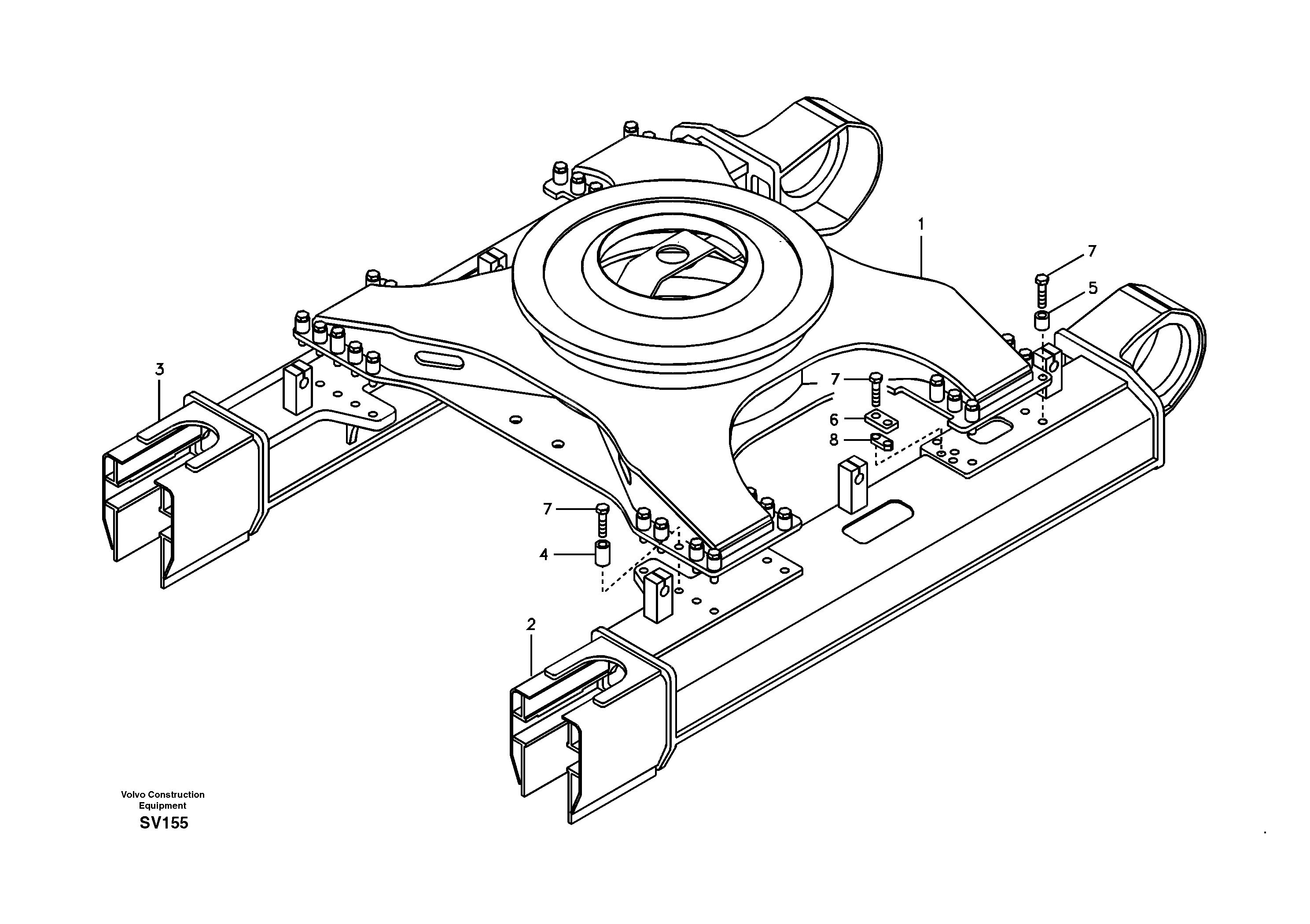 Схема запчастей Volvo EC460B - 9434 Undercarriage Frame, Retractable EC460B SER NO INT 11515- EU&NA 80001-