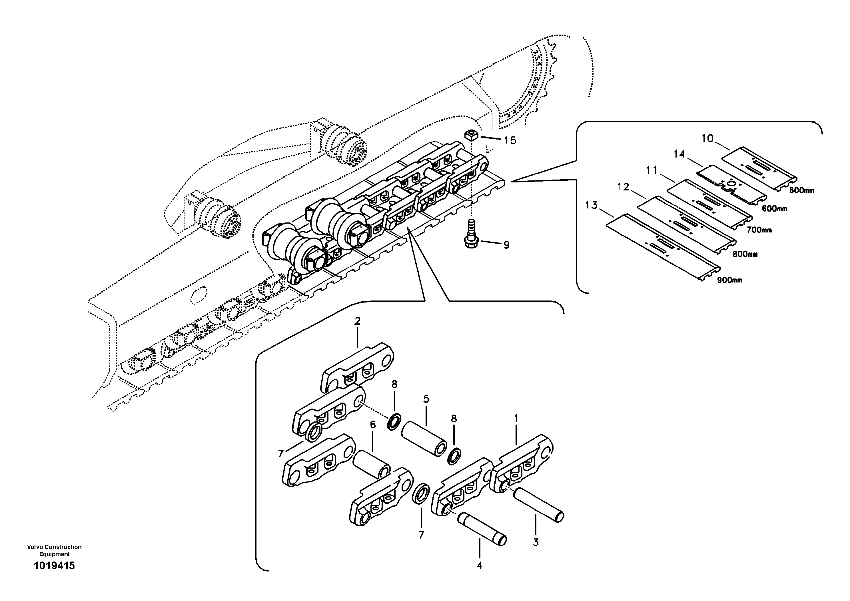 Схема запчастей Volvo EC460B - 9441 Гусеничная цепь EC460B SER NO INT 11515- EU&NA 80001-