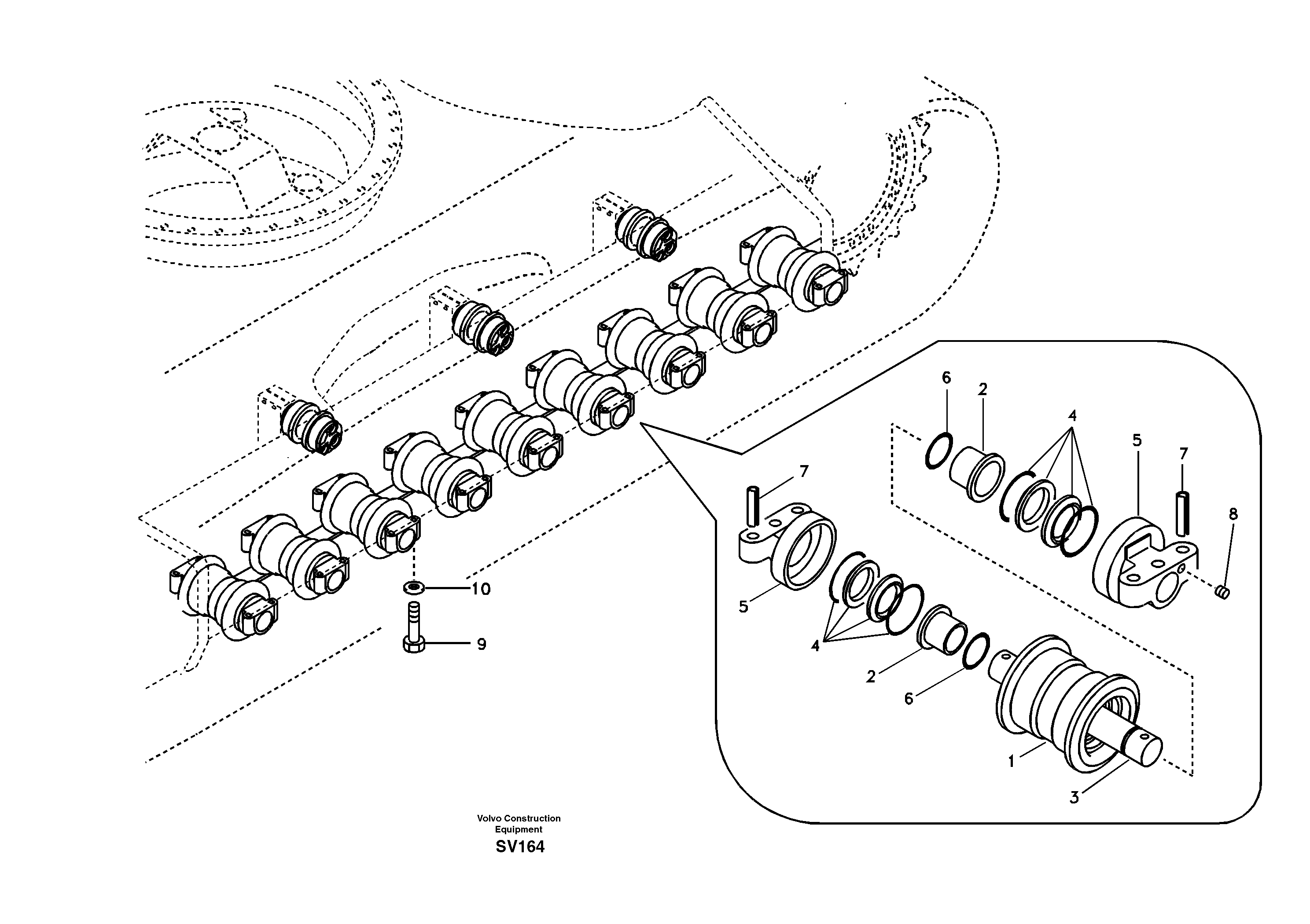 Схема запчастей Volvo EC460B - 9450 Bottom roller EC460B SER NO INT 11515- EU&NA 80001-