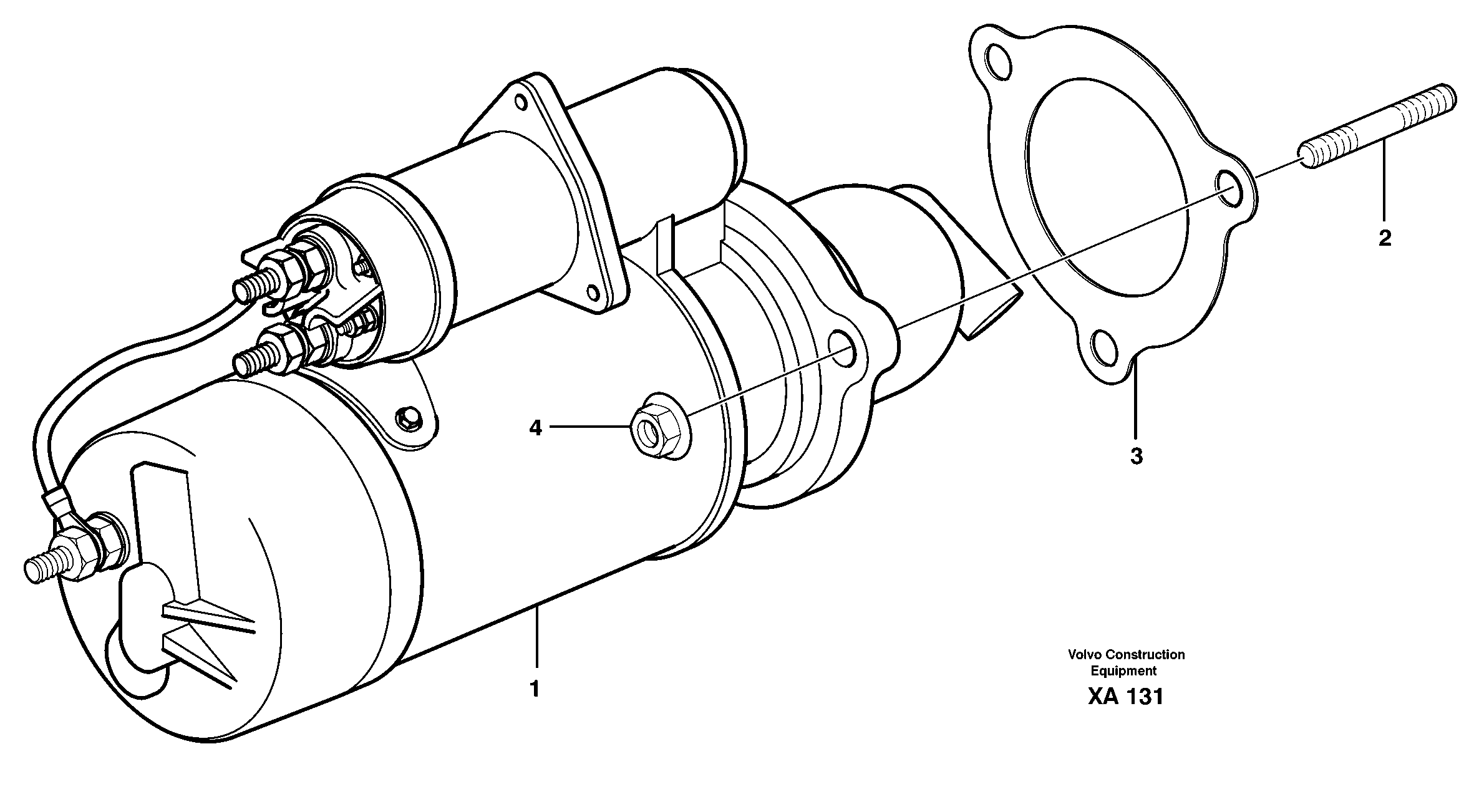 Схема запчастей Volvo EC460B - 11357 Starter motor with assembling details EC460B