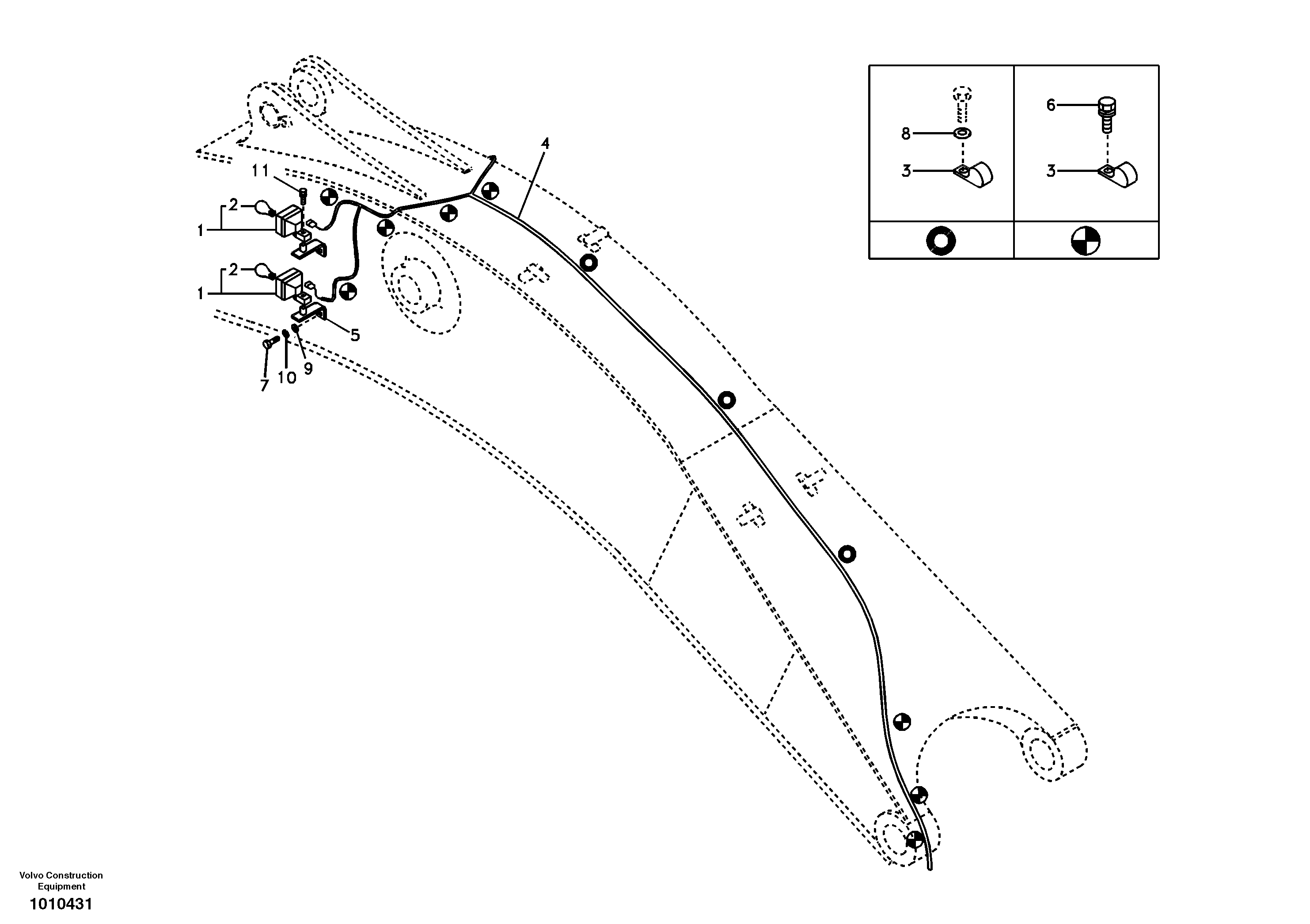 Схема запчастей Volvo EC460B - 10609 Working lamp on boom EC460B