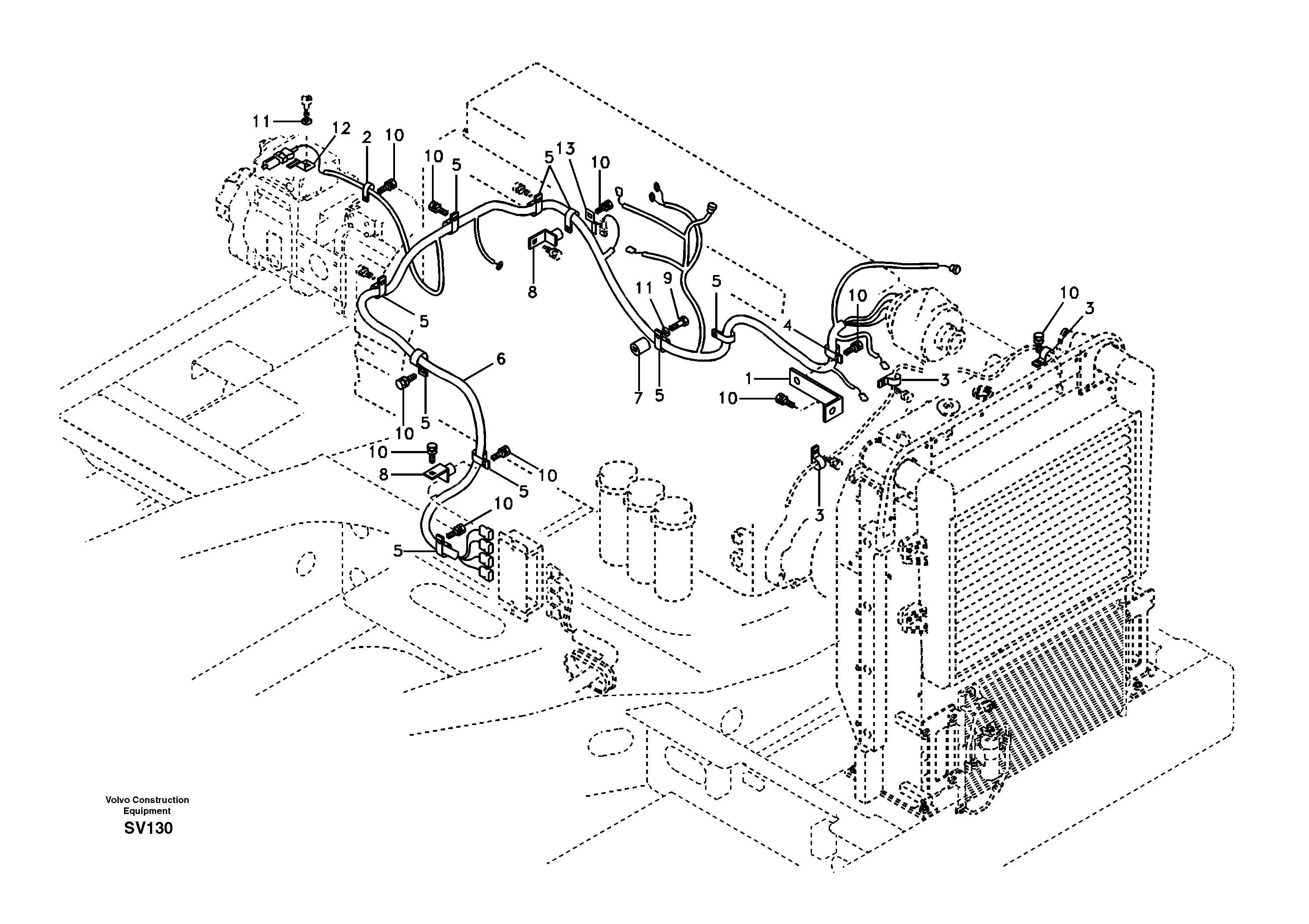 Схема запчастей Volvo EC460B - 49104 Cable harness, engine EC460B