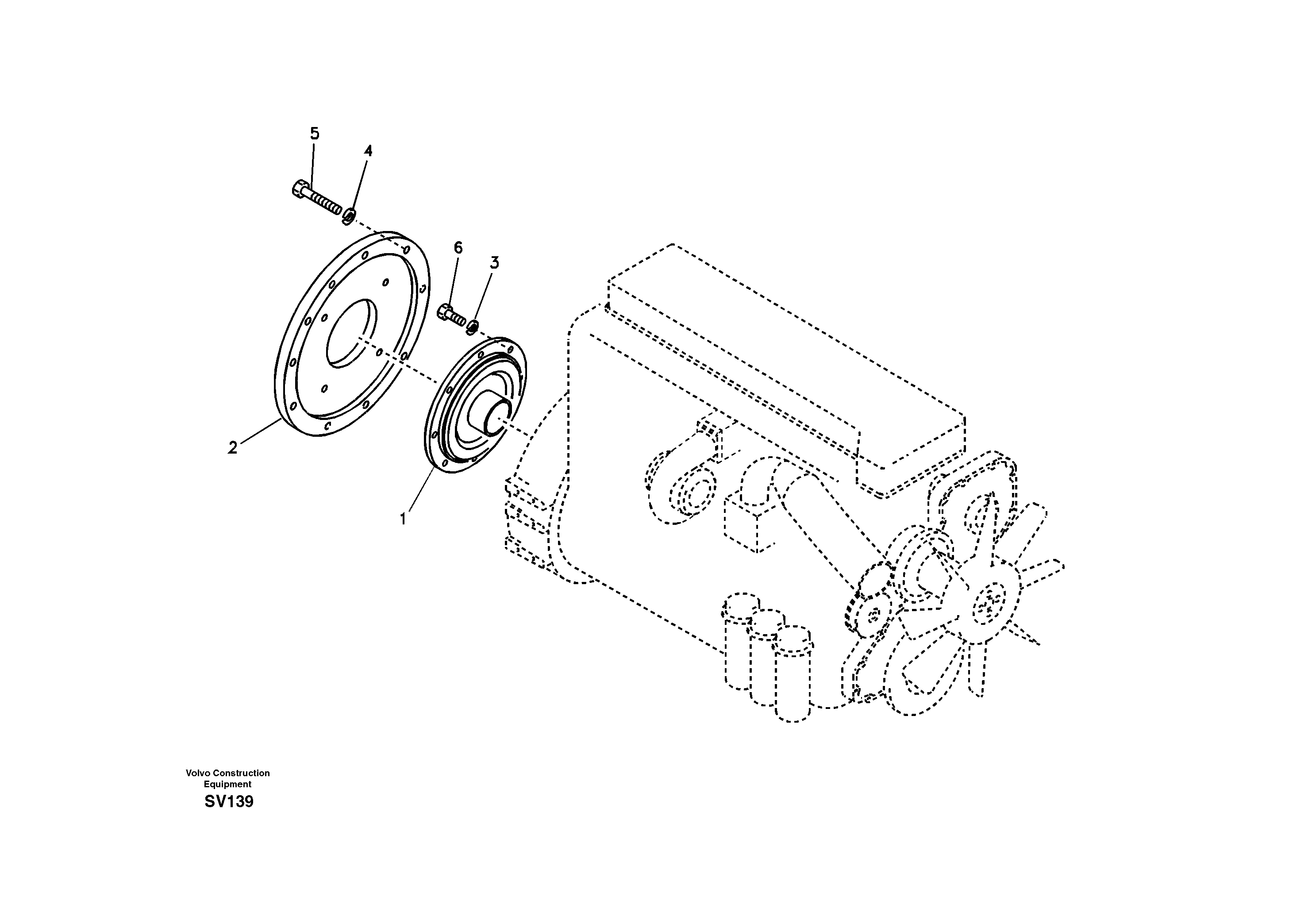 Схема запчастей Volvo EC460B - 20135 Pump gearbox with assembling parts EC460B