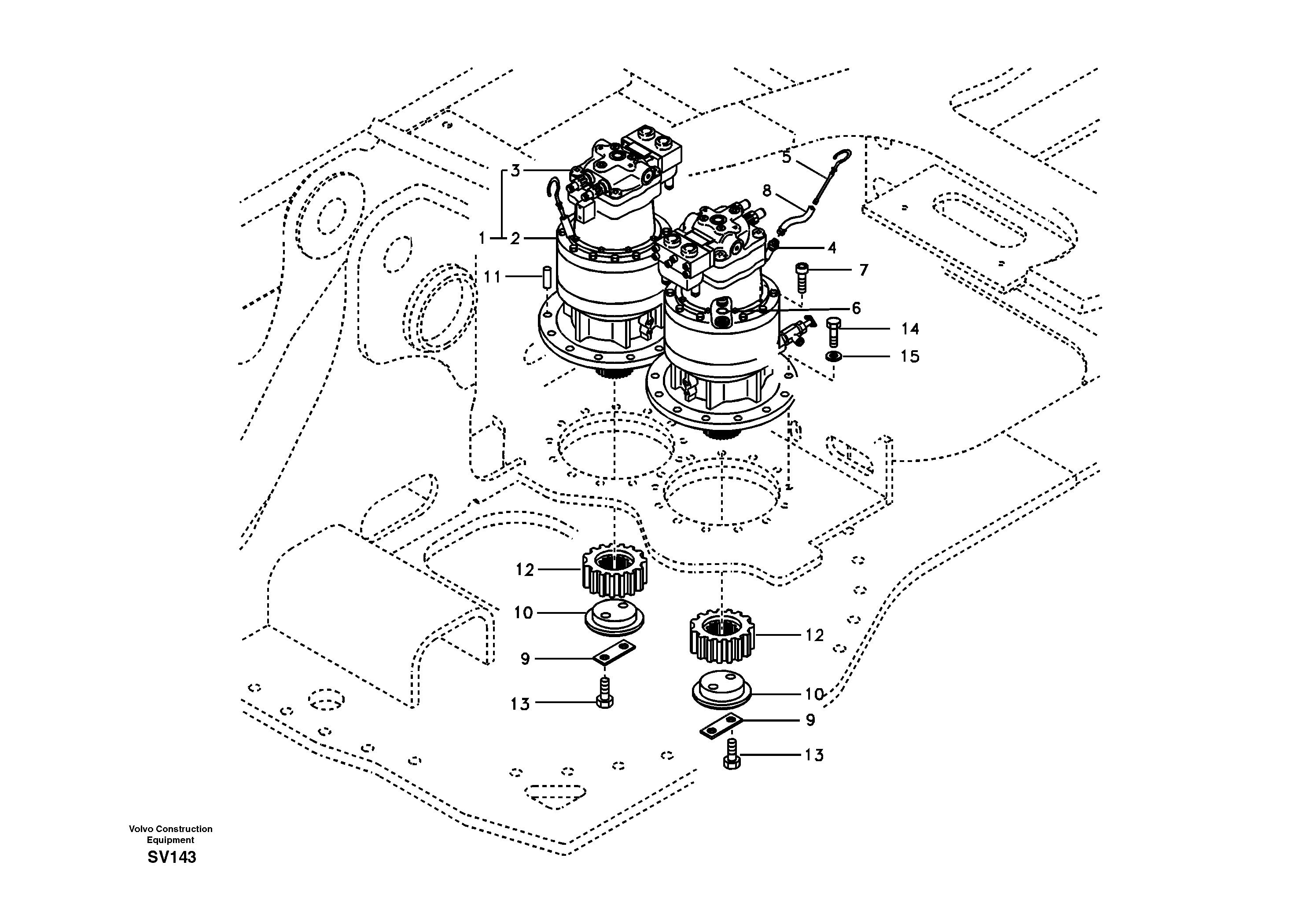 Схема запчастей Volvo EC460B - 80152 Swing motor with mounting parts EC460B