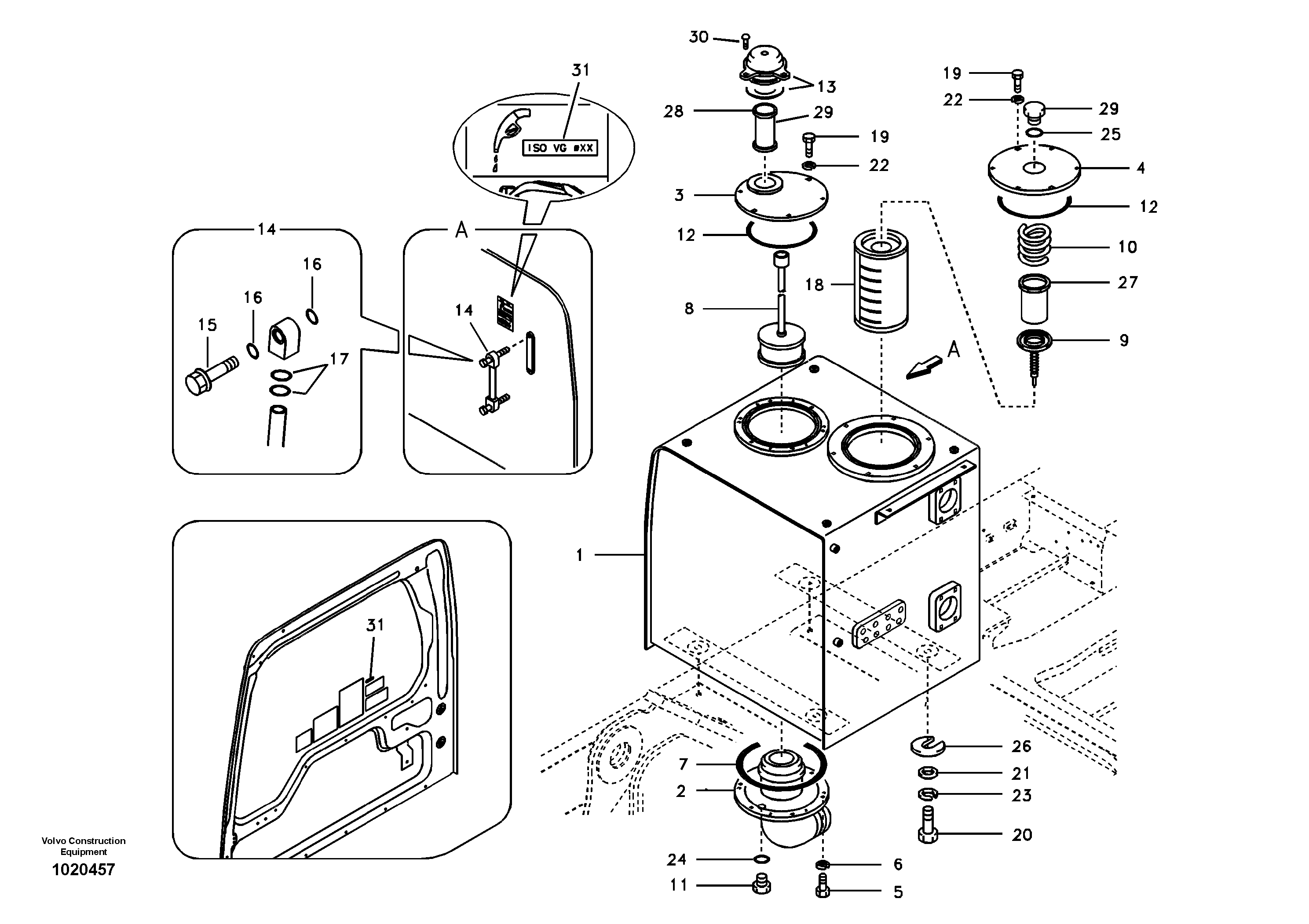 Схема запчастей Volvo EC460B - 52767 Гидробак EC460B SER NO INT 11515- EU&NA 80001-
