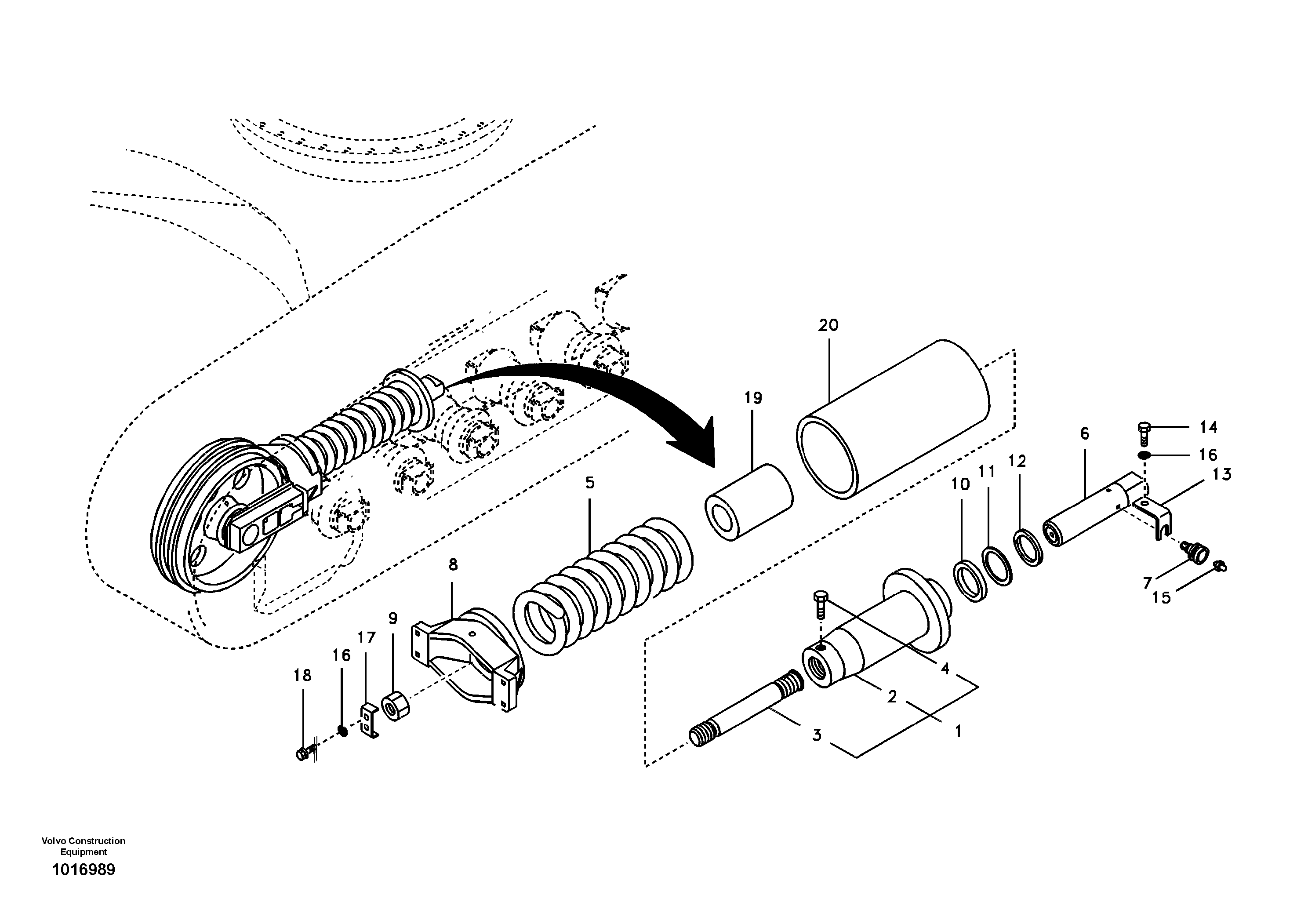 Схема запчастей Volvo EC460B - 65337 Undercarriage, spring package EC460B