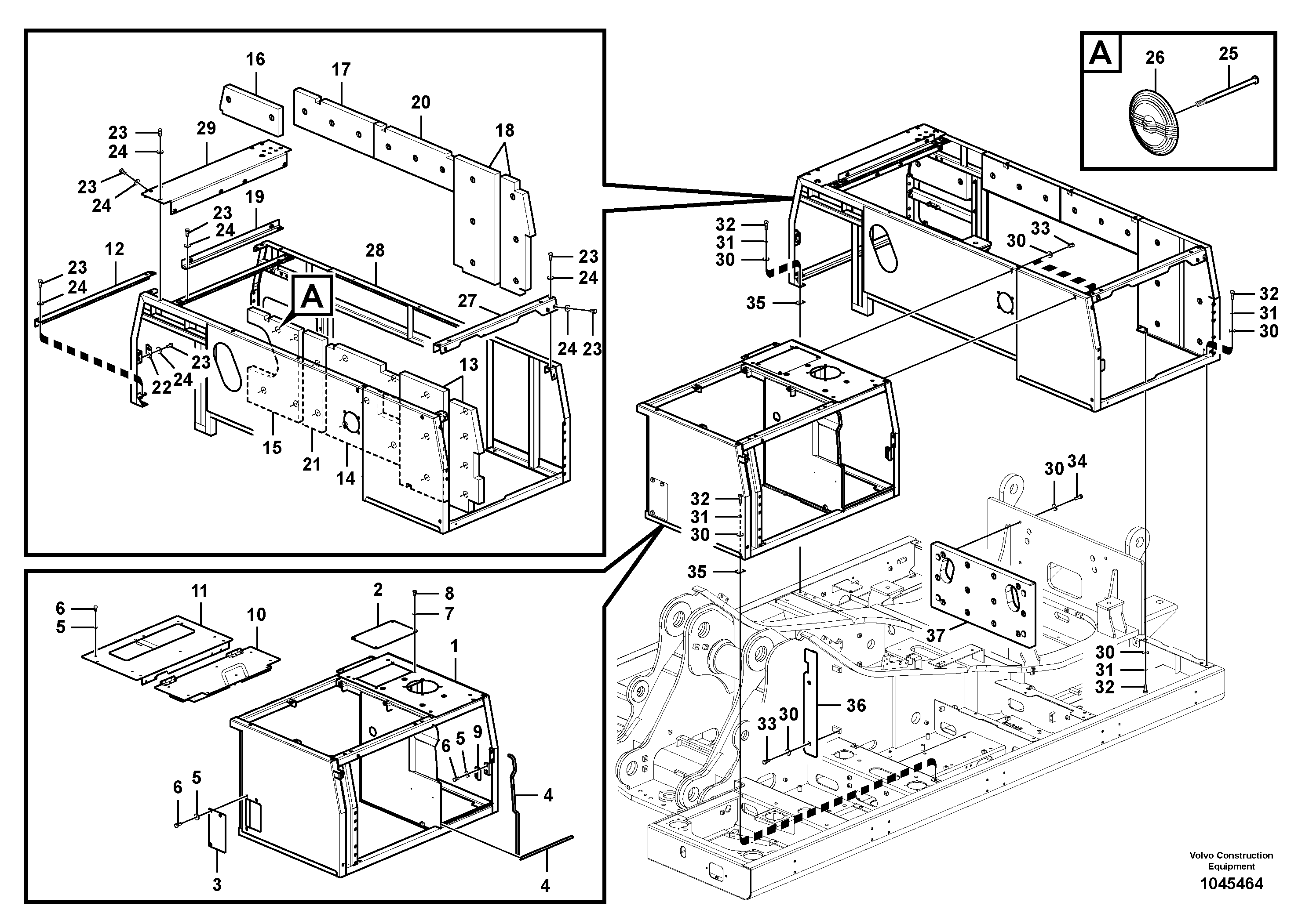 Схема запчастей Volvo EC460B - 79398 Cowl frame EC460B PRIME S/N 15001-/85001-
