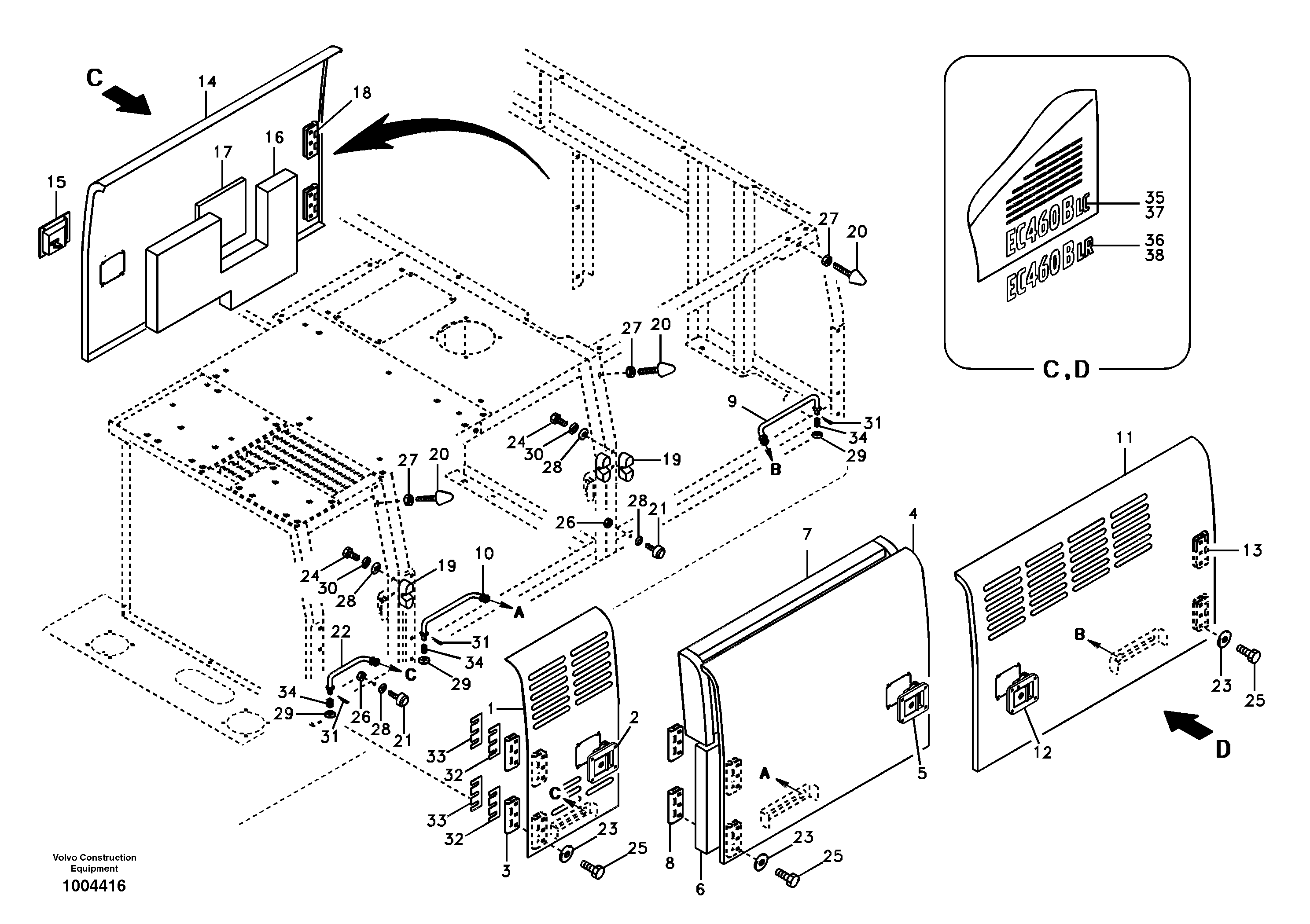 Схема запчастей Volvo EC460B - 58971 Door, side EC460B