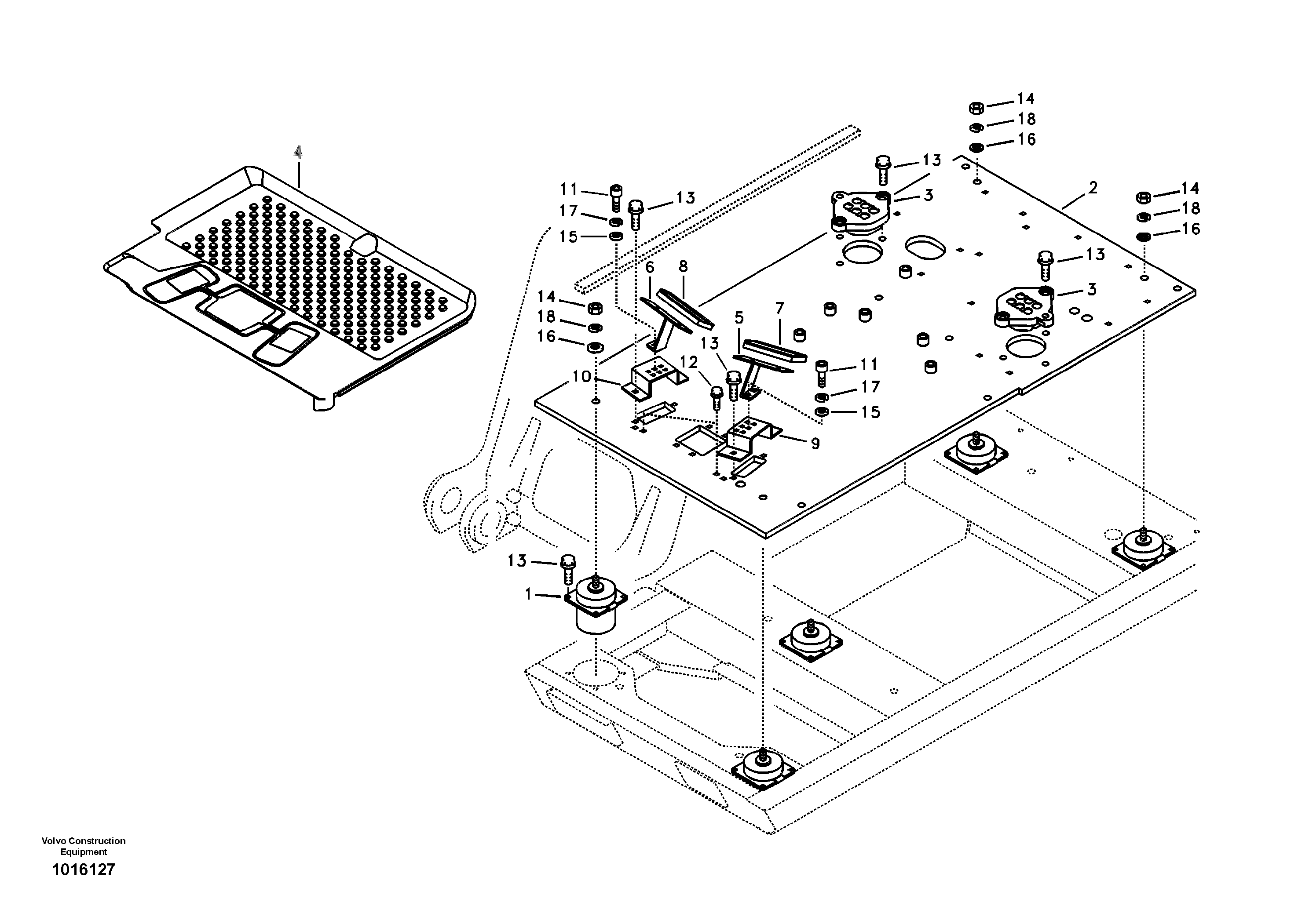 Схема запчастей Volvo EC460B - 101884 Cabin floor EC460B