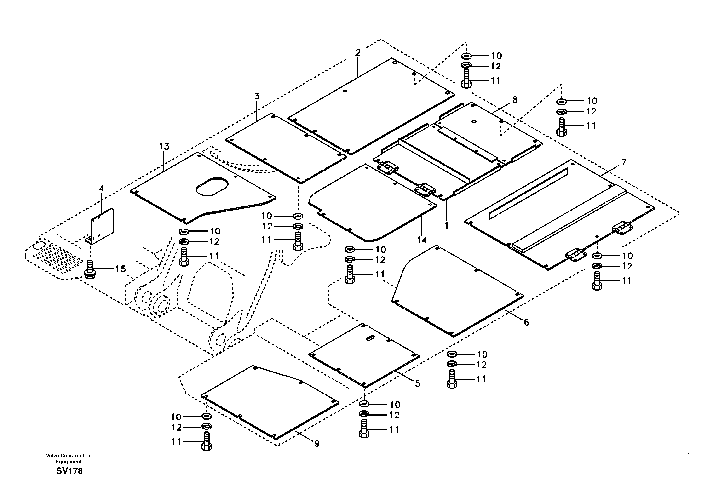 Схема запчастей Volvo EC460B - 6667 Hatches under engine, hydr.pumps, cooler, m.valve and fuel tank EC460B