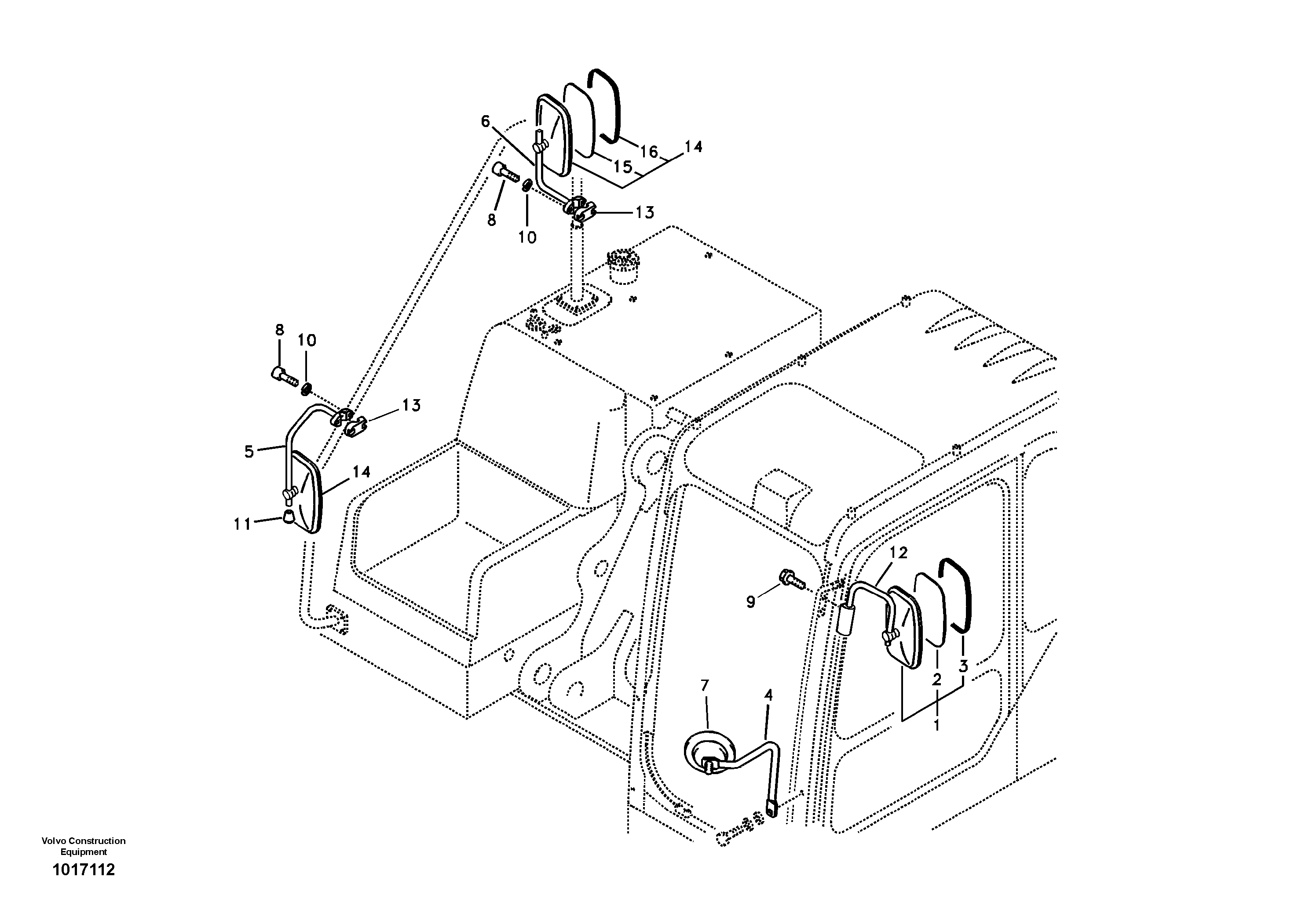 Схема запчастей Volvo EC460B - 78212 Rear view mirror EC460B