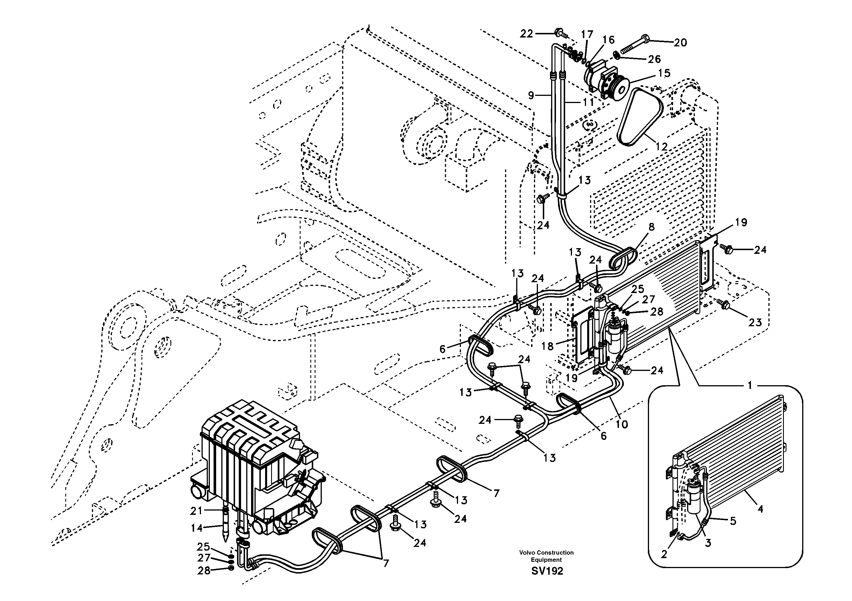 Схема запчастей Volvo EC460B - 80383 Air conditioning unit line EC460B