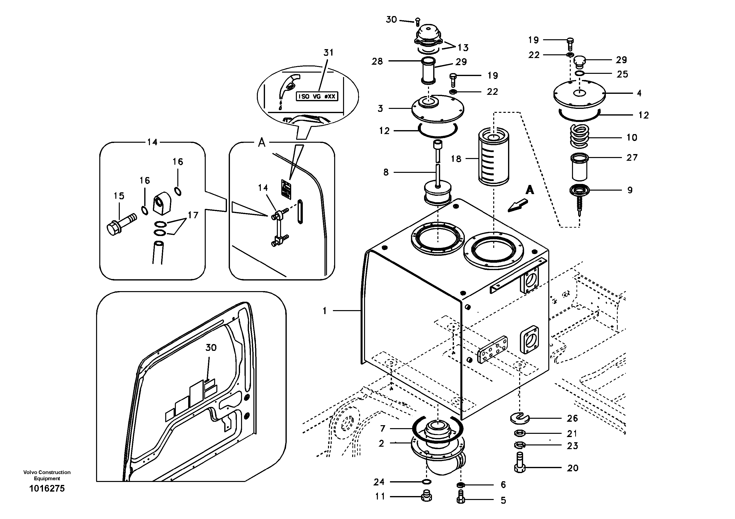 Схема запчастей Volvo EC460B - 43369 Гидробак EC460B