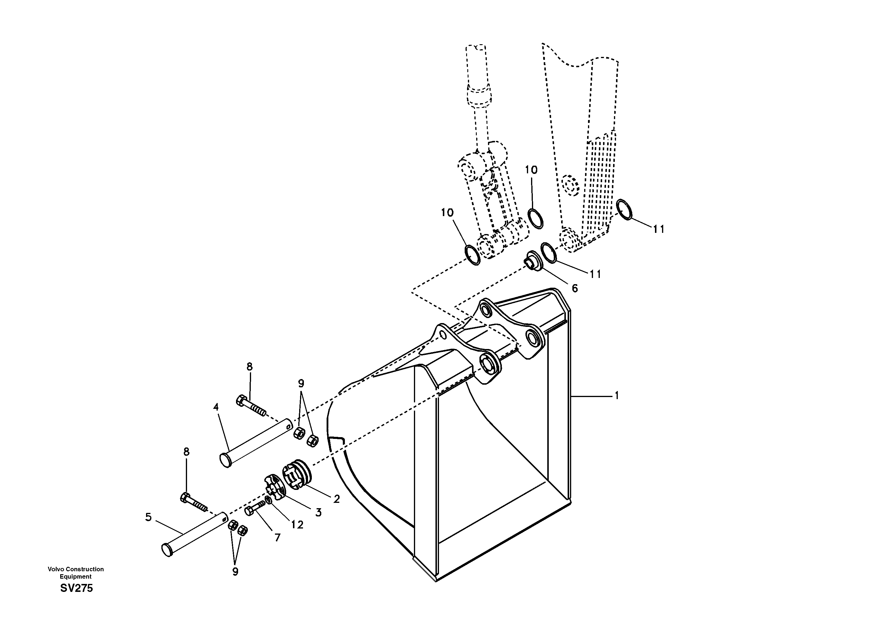 Схема запчастей Volvo EC460B - 13315 Buckets for long reach EC460B SER NO INT 11515- EU&NA 80001-