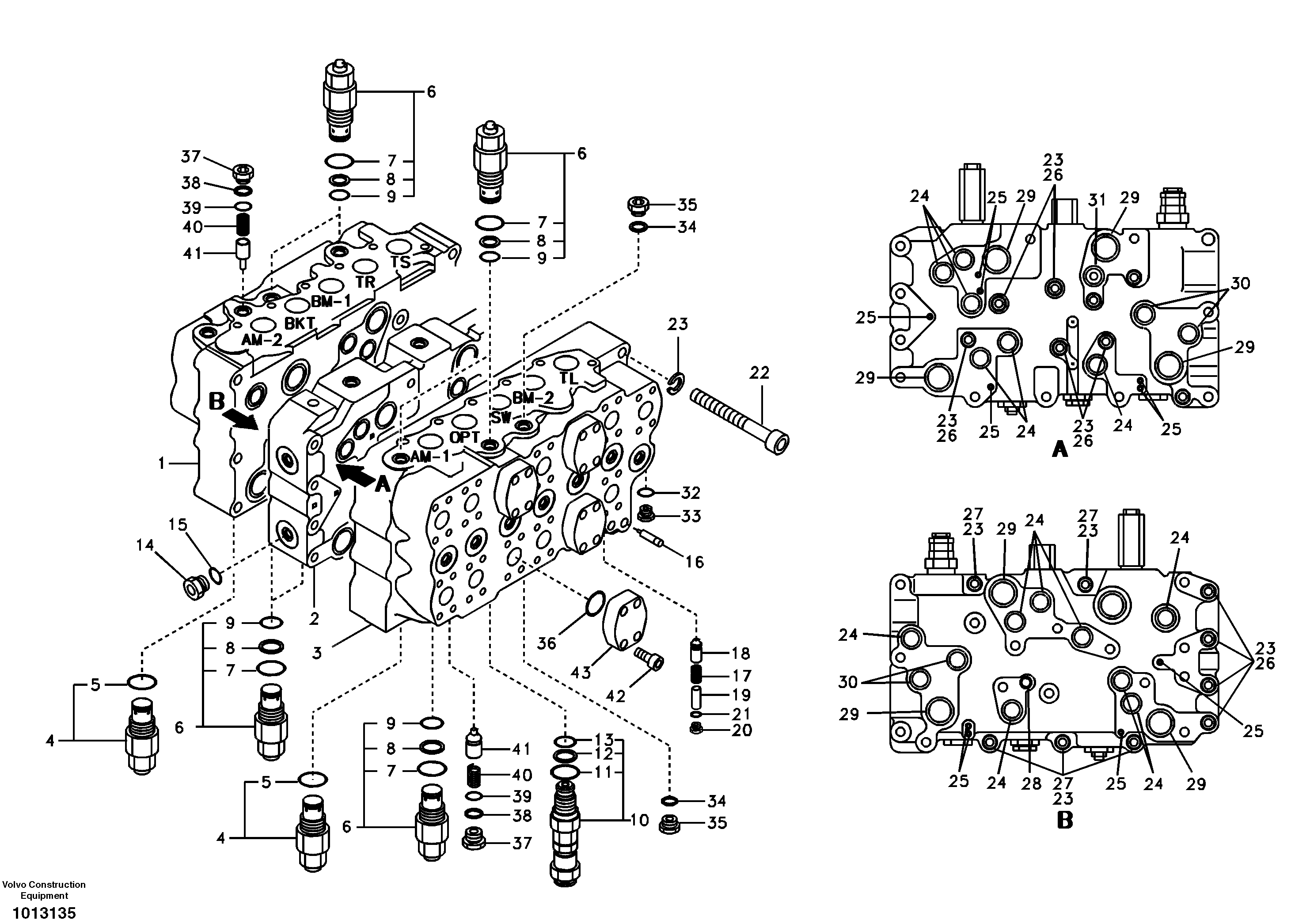 Схема запчастей Volvo EC460B - 71647 Main control valve, relief valve EC460B