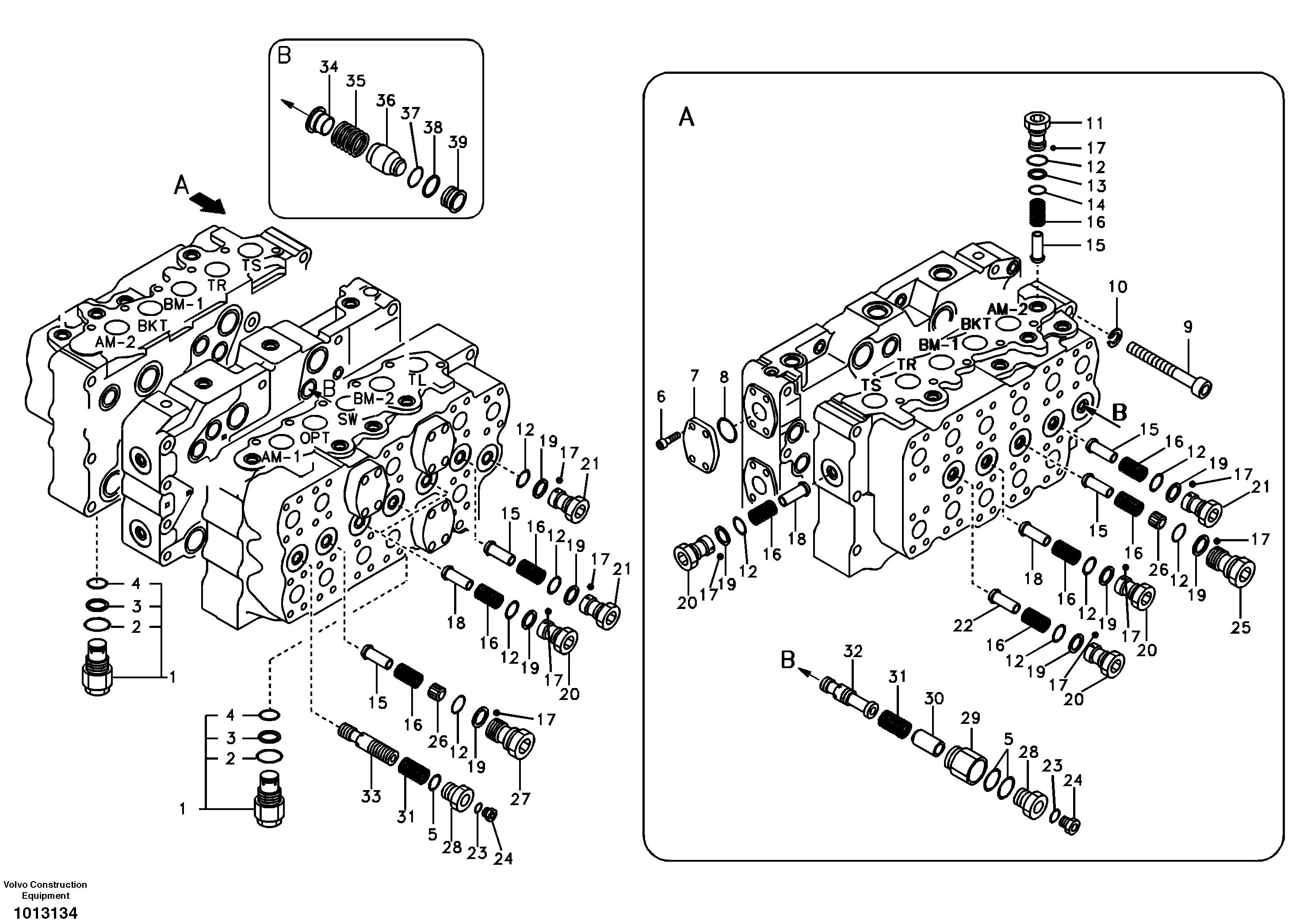 Схема запчастей Volvo EC460B - 71649 Main control valve, port valve EC460B