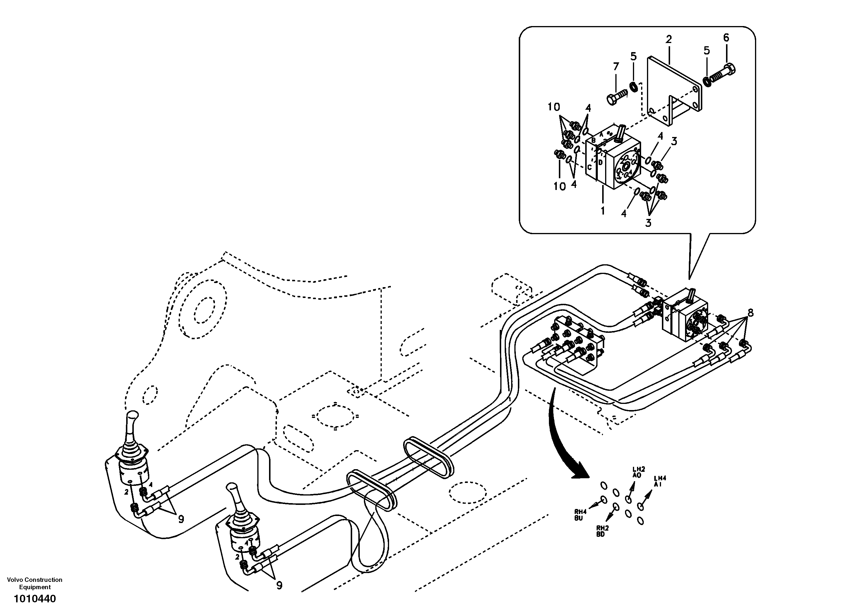 Схема запчастей Volvo EC460B - 19449 Servo system, changing lever function EC460B