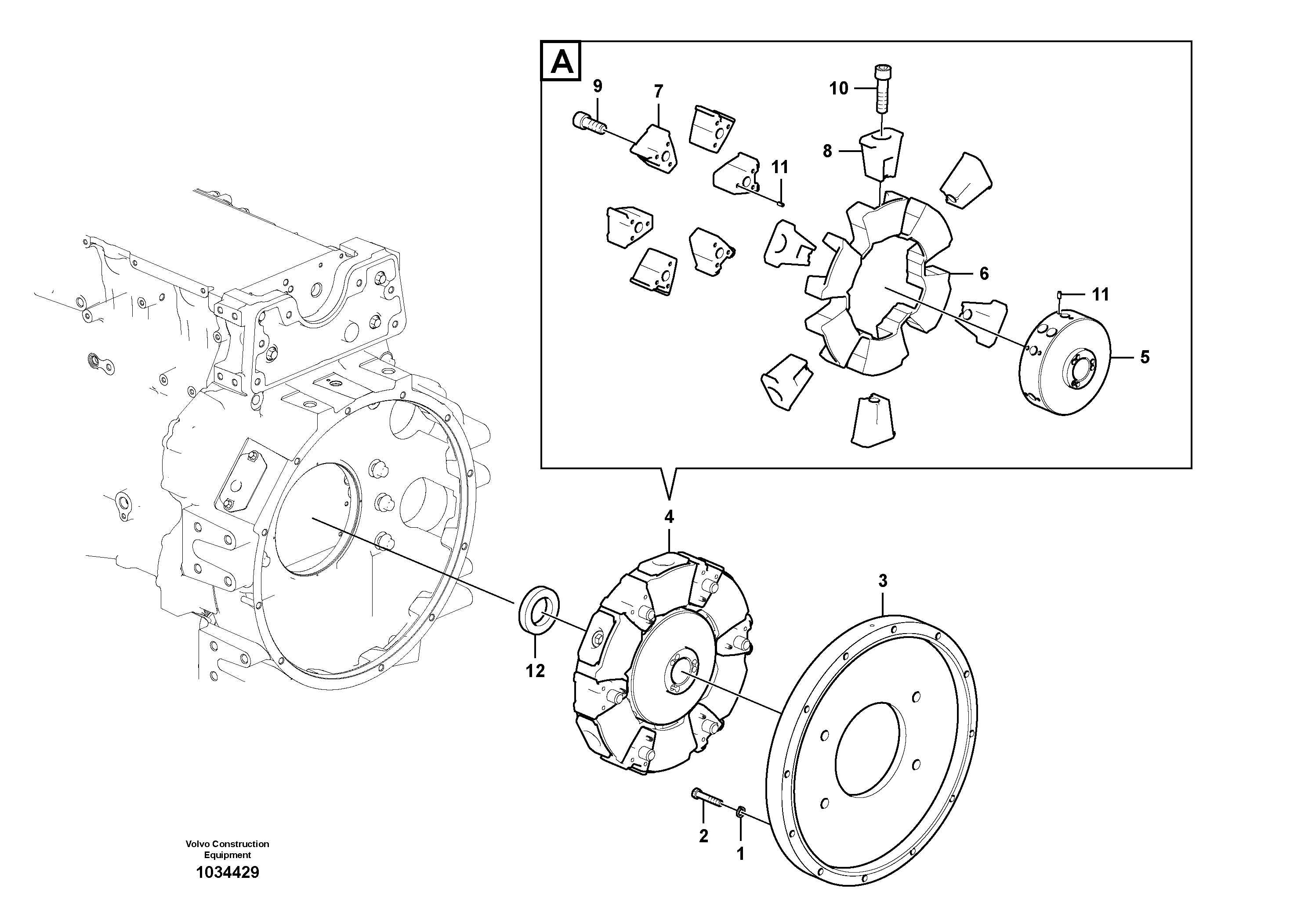 Схема запчастей Volvo EC700B - 96026 Pump gearbox with assembling parts EC700B