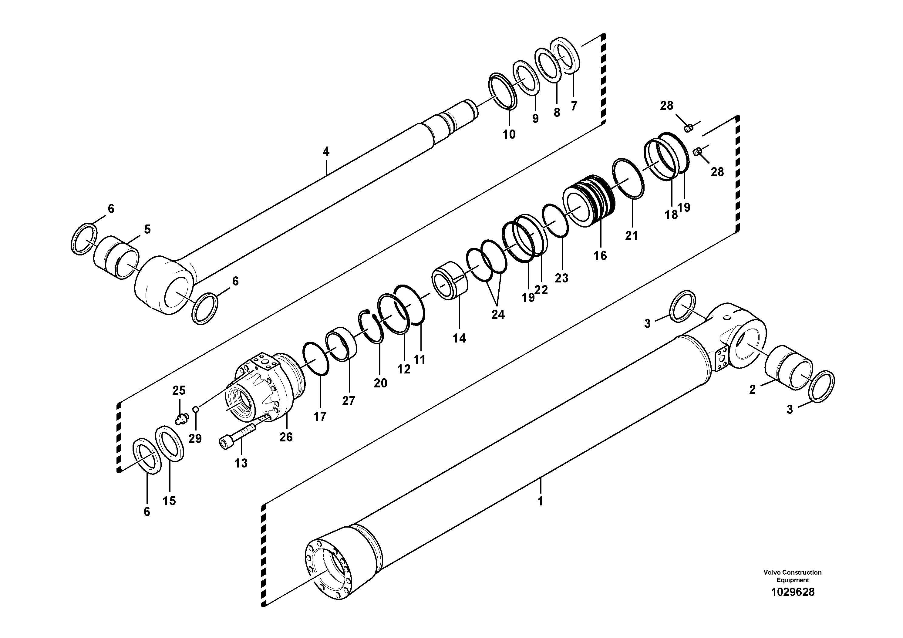 Схема запчастей Volvo EC700B - 49458 Гидроцилиндр стрелы EC700BHR HIGH REACH DEMOLITION