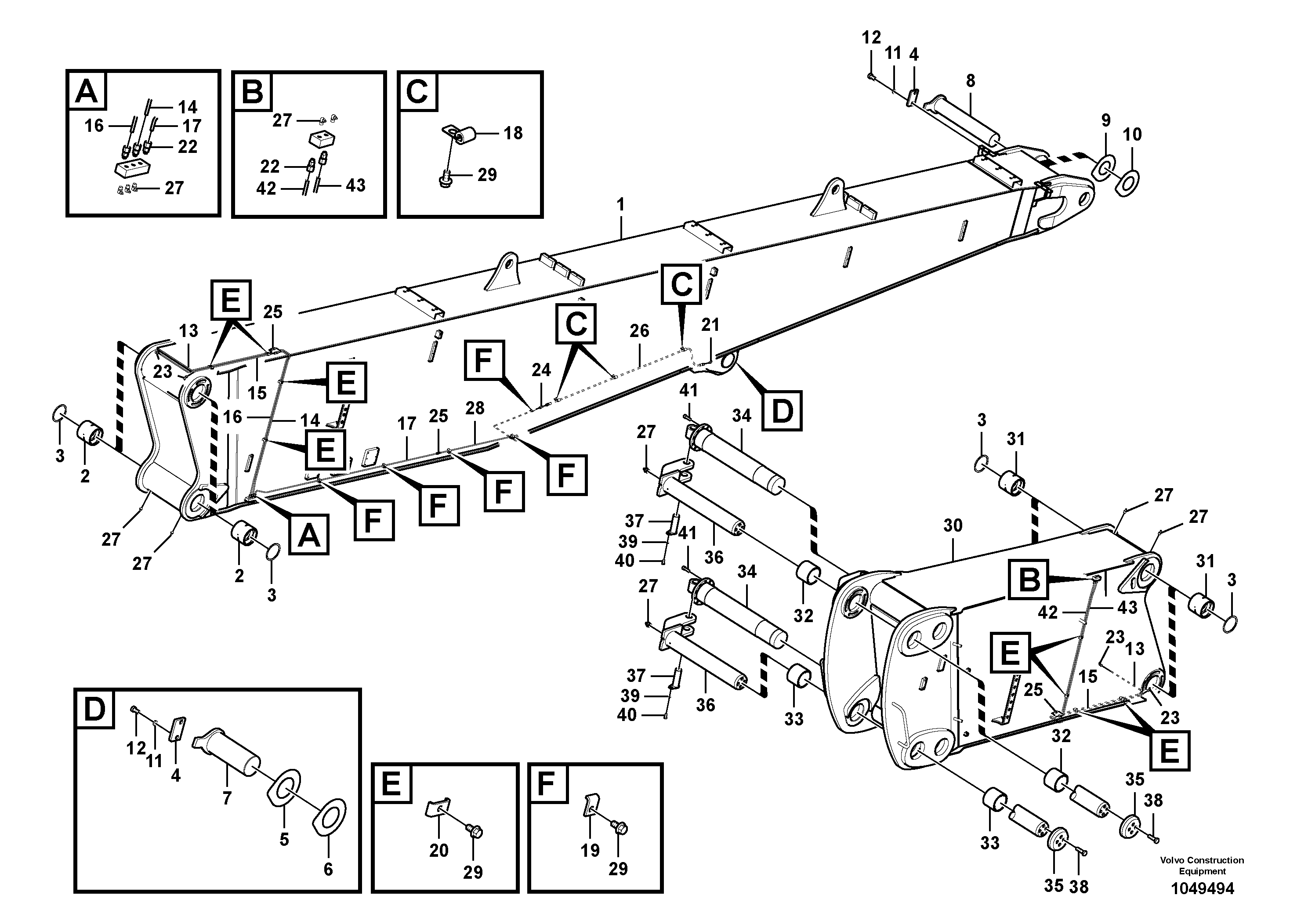 Схема запчастей Volvo EC700B - 99558 Boom, demolition EC700BHR HIGH REACH DEMOLITION