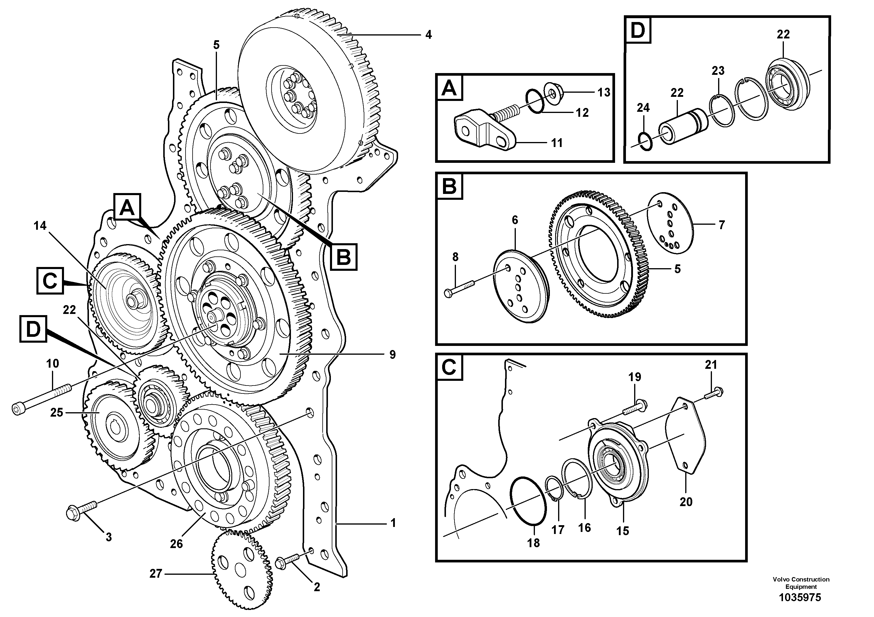 Схема запчастей Volvo EC700B - 13233 Timing gear EC700BHR HIGH REACH DEMOLITION
