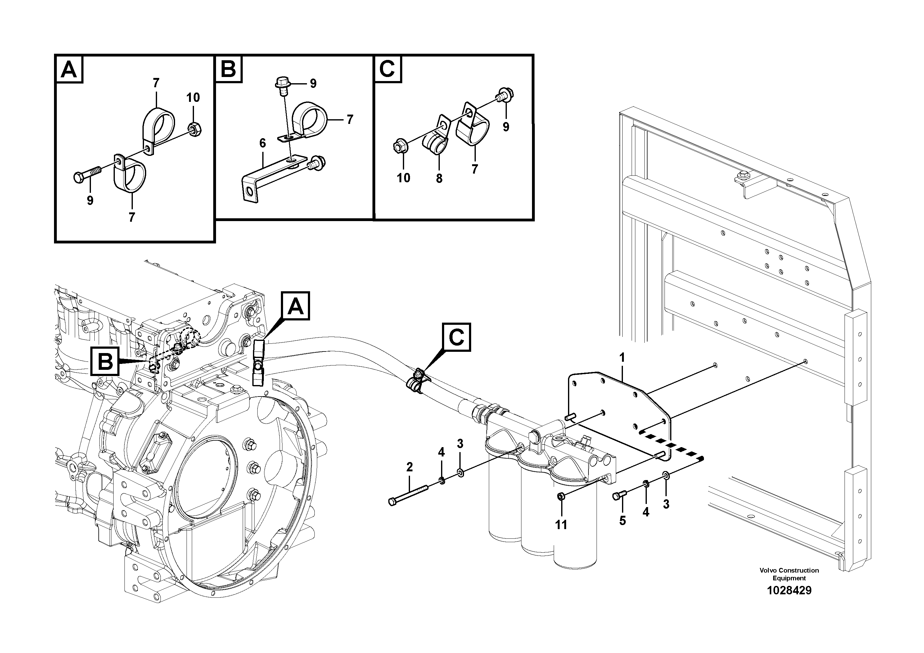 Схема запчастей Volvo EC700B - 52776 Oil filter with fitting parts EC700BHR HIGH REACH DEMOLITION