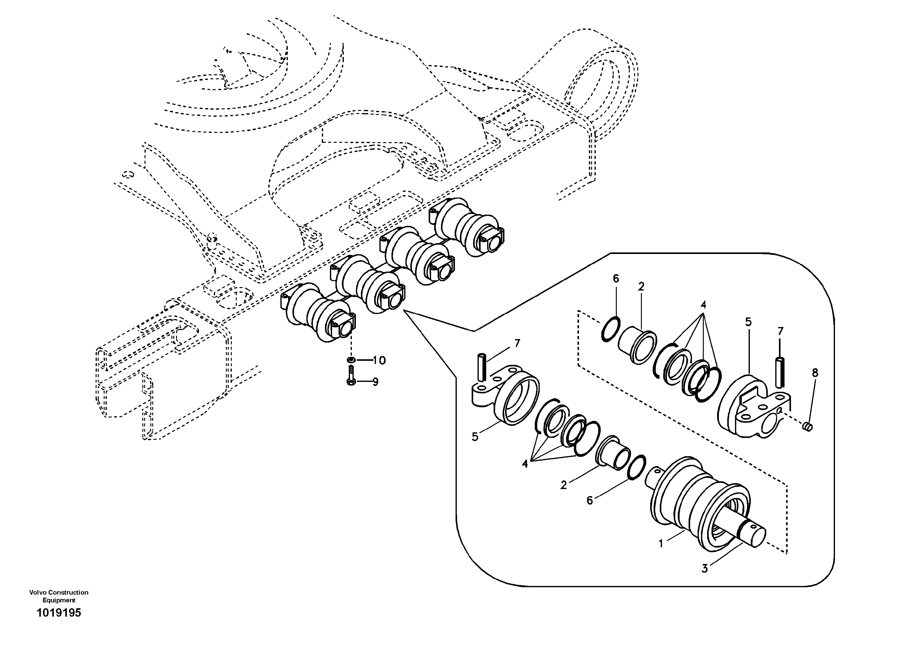 Схема запчастей Volvo EC700B - 21014 Bottom roller EC700B