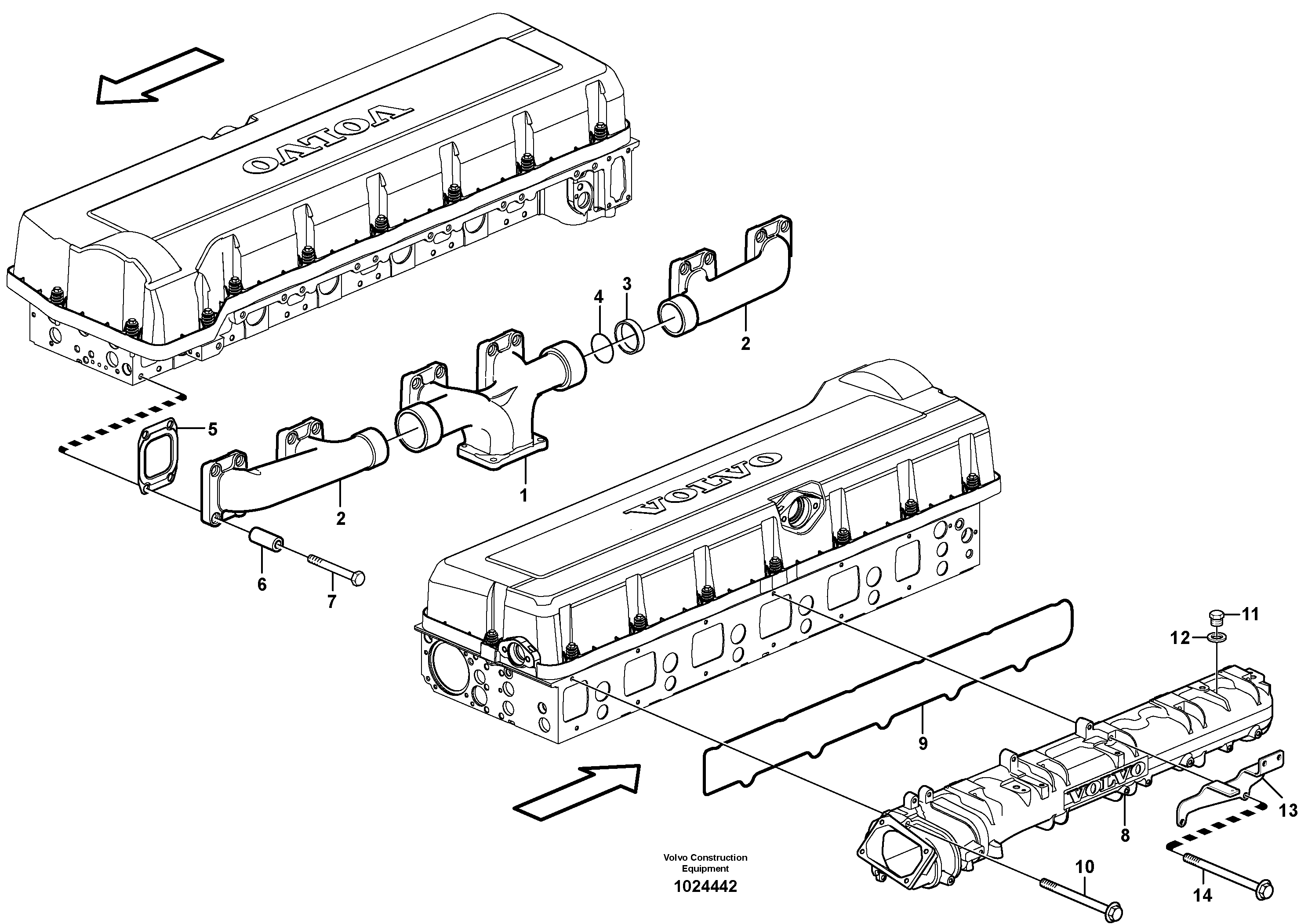 Схема запчастей Volvo EC700B - 32648 Inlet manifold and exhaust manifold EC700BHR HIGH REACH DEMOLITION