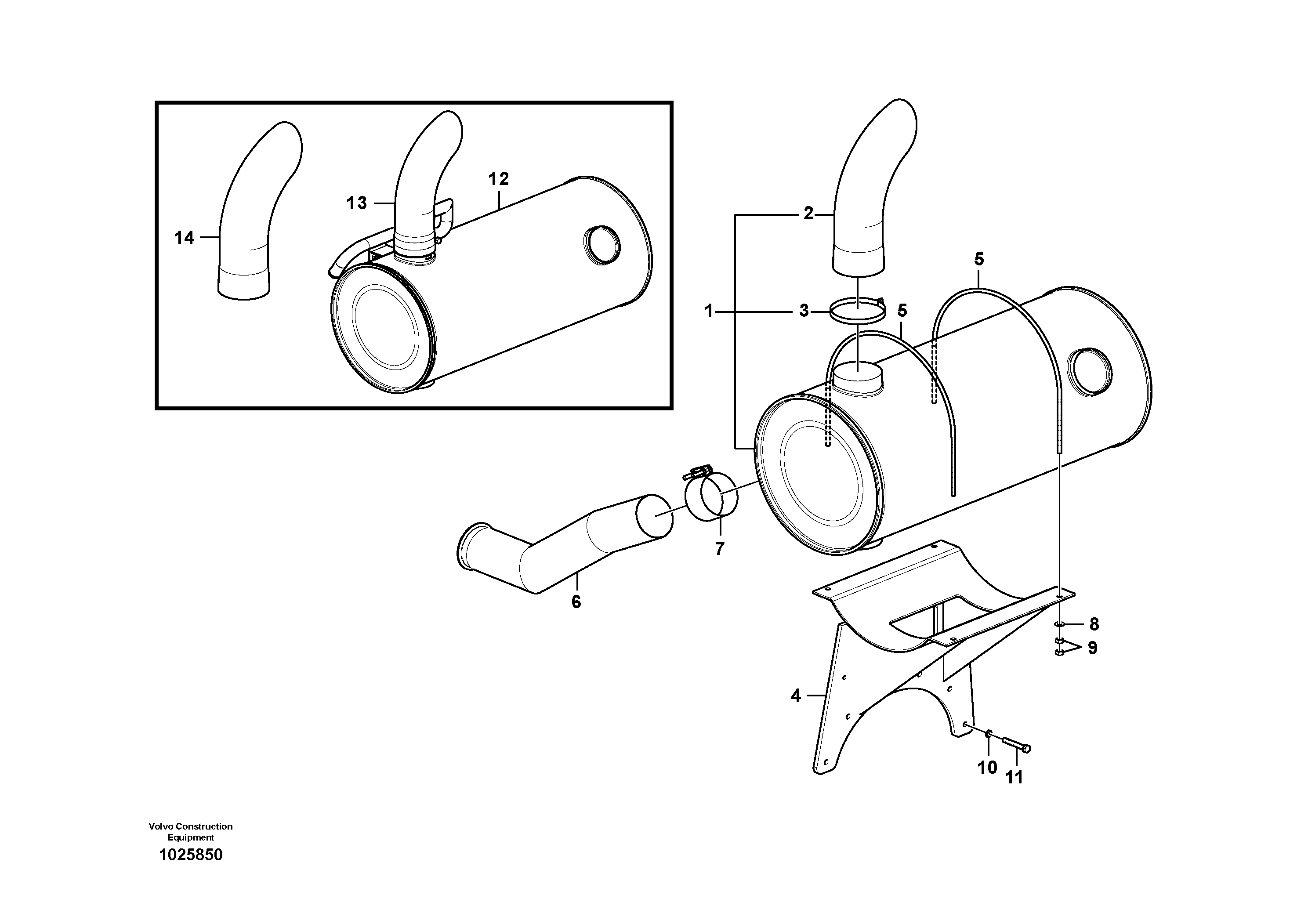 Схема запчастей Volvo EC700B - 60942 Выхлопная система EC700BHR HIGH REACH DEMOLITION