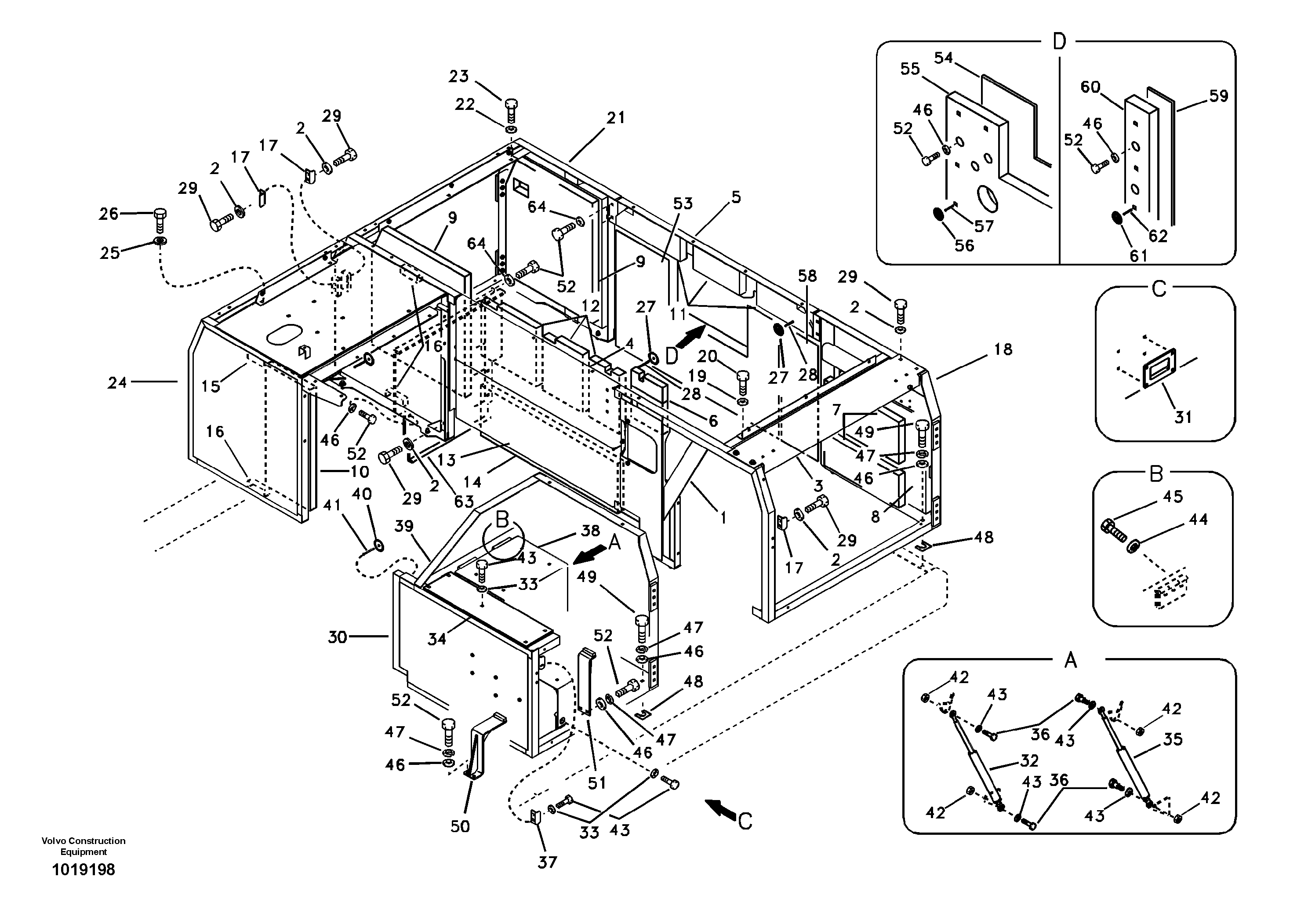 Схема запчастей Volvo EC700B - 21026 Cowl frame EC700B