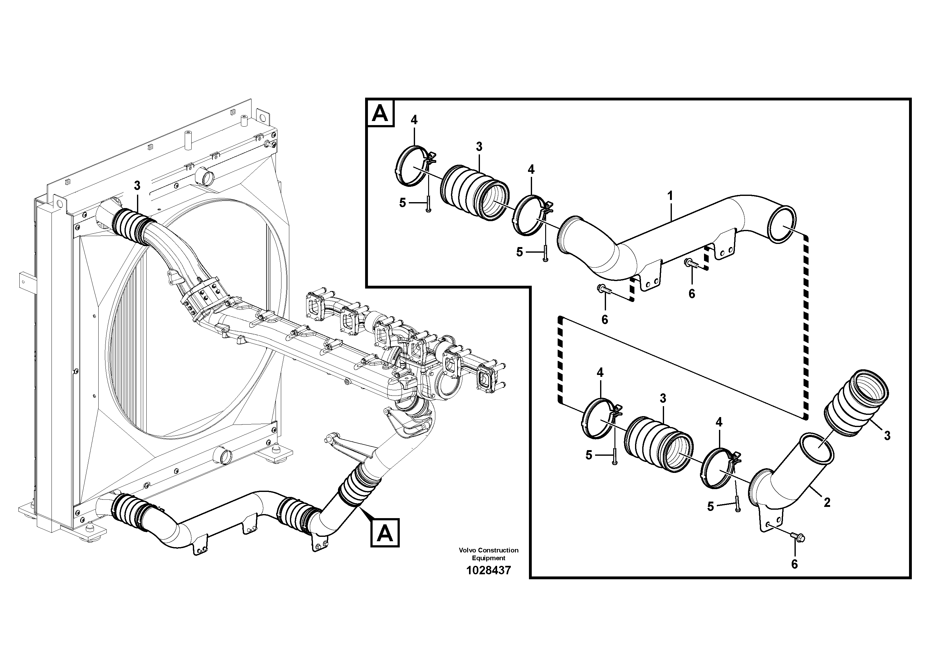 Схема запчастей Volvo EC700B - 63718 Charge air cooler, plumbing EC700BHR HIGH REACH DEMOLITION