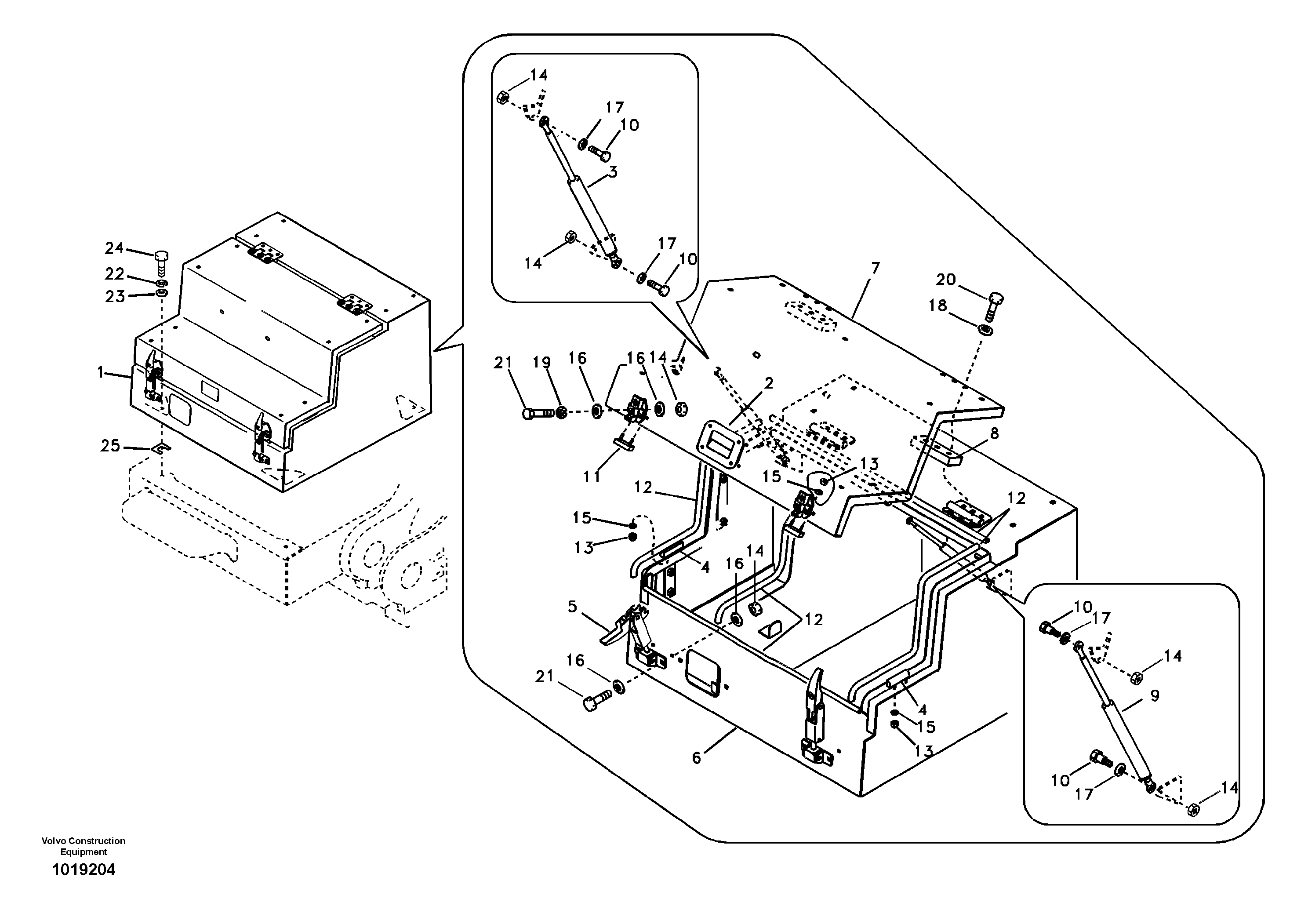 Схема запчастей Volvo EC700B - 23062 Tool box, cowl EC700B