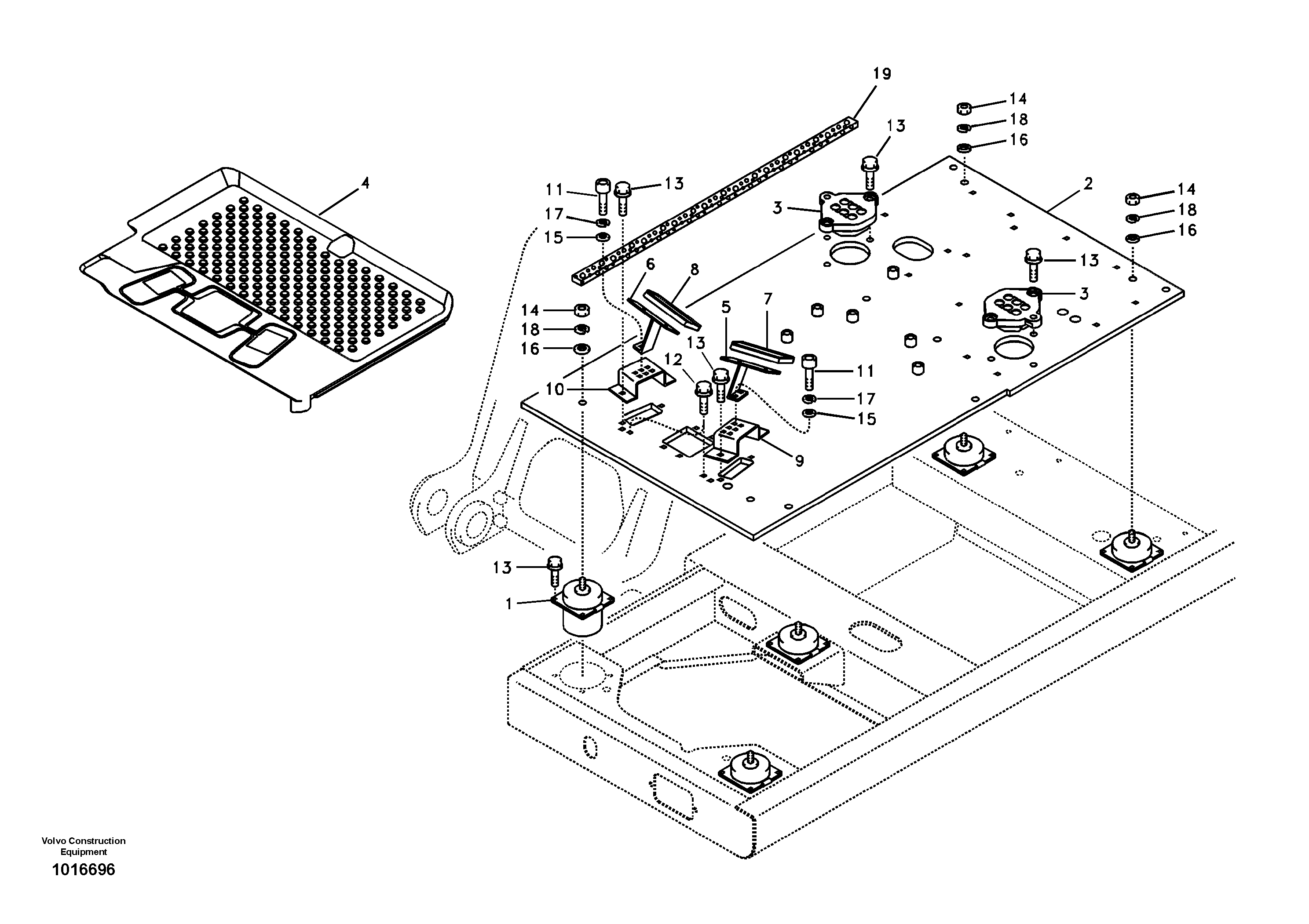 Схема запчастей Volvo EC700B - 23065 Cabin floor EC700B